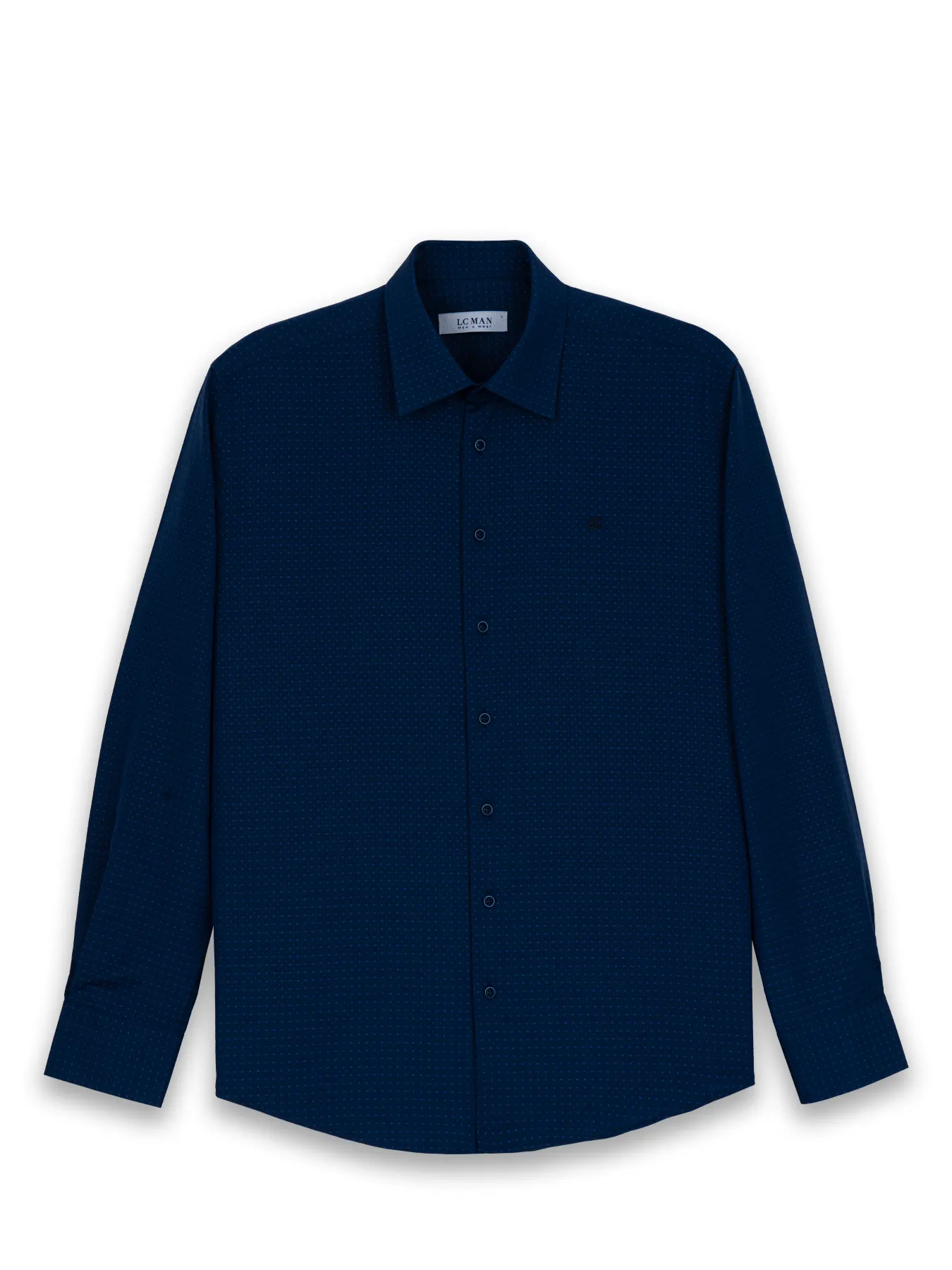 پیراهن آستین بلند سرمه ای طرح دار ال سی من 93