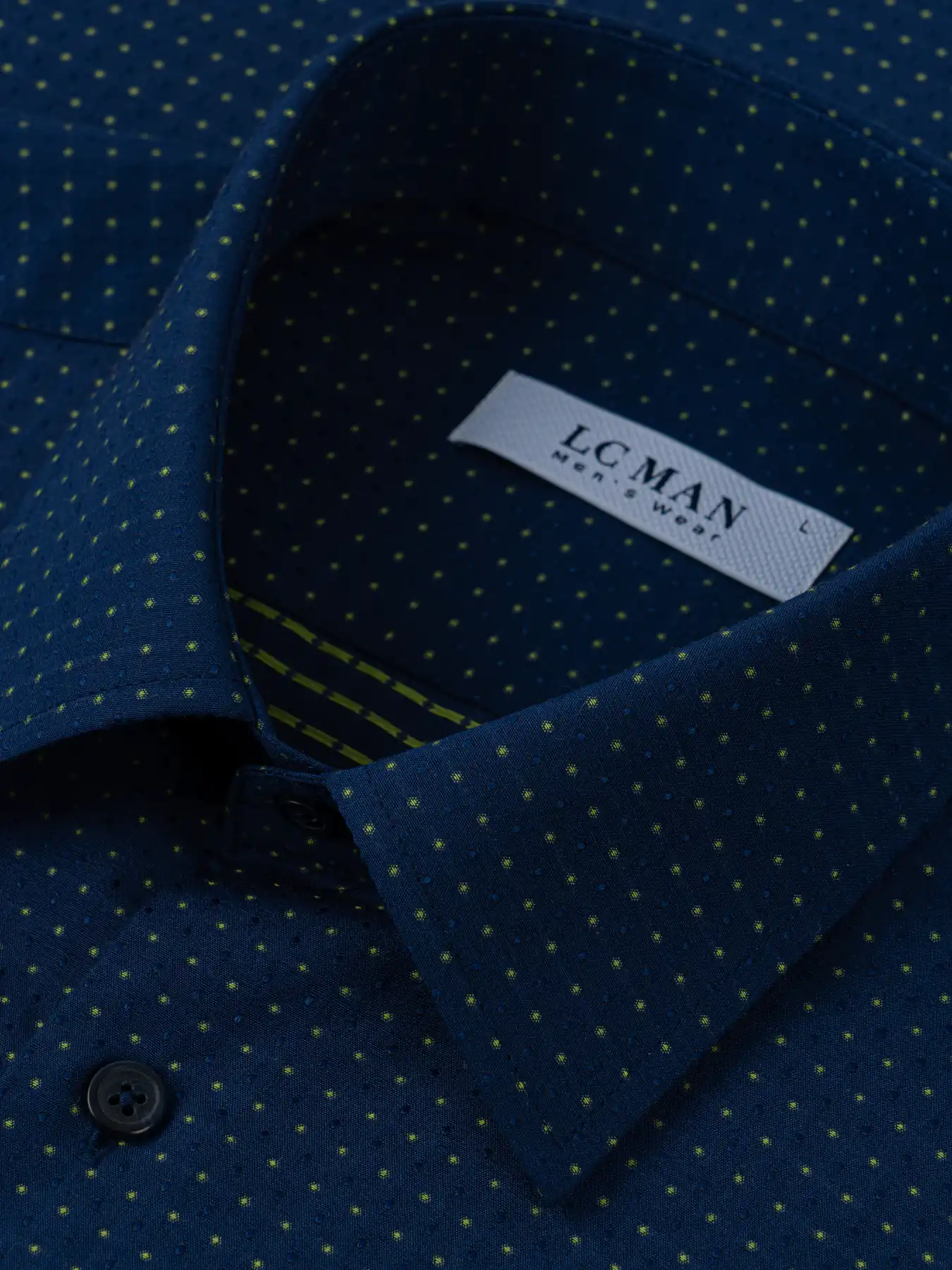 پیراهن آستین بلند سرمه ای طرح دار ال سی من 96