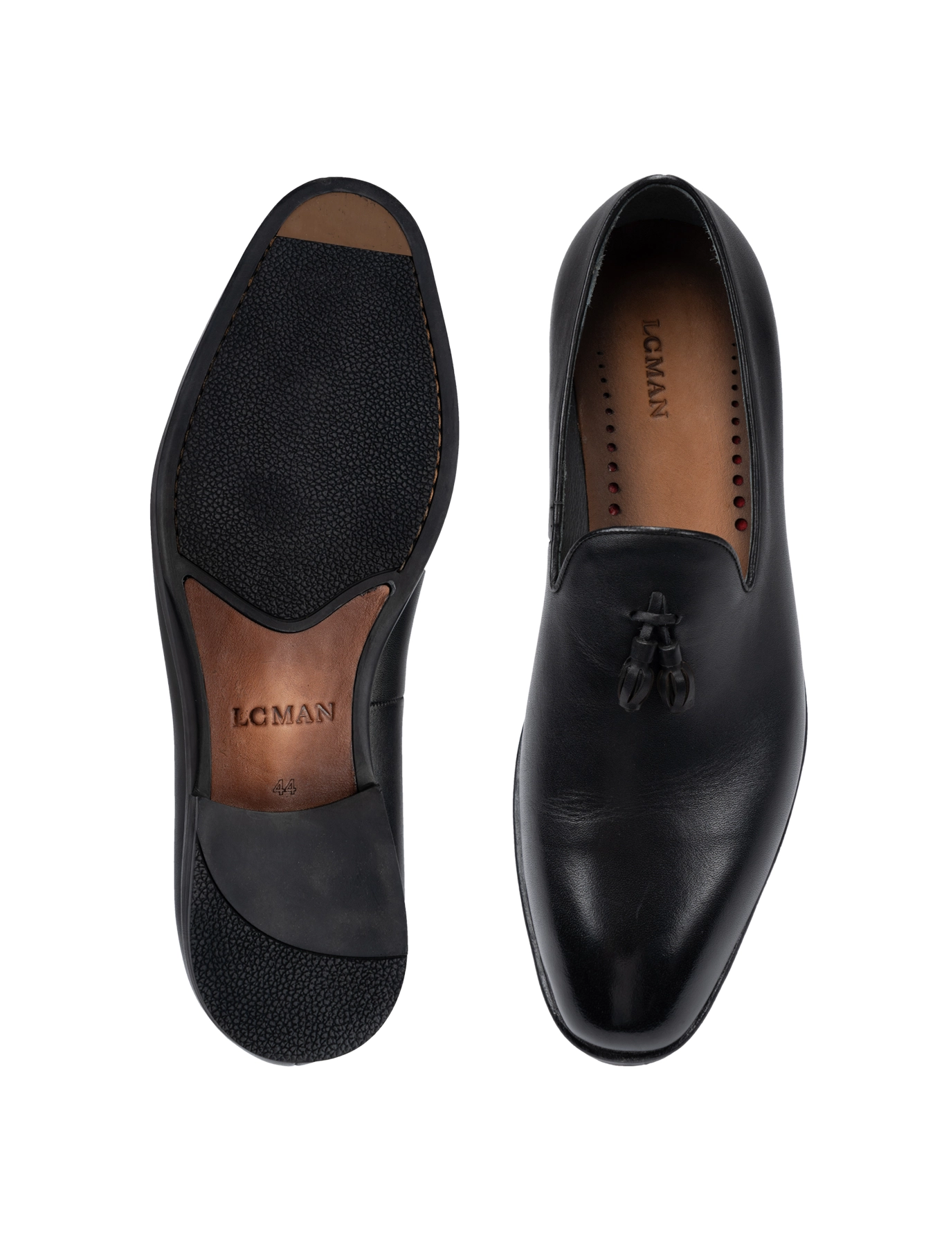 کفش چرم مشکی بدون بند منگوله دار 51