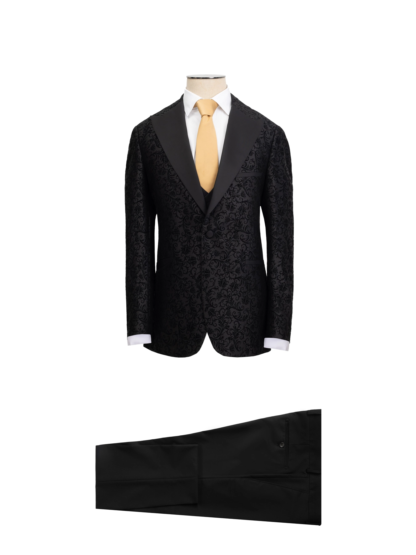 کت و شلوار و ژیله مشکی طرح دار دامادی،مجلسی 1