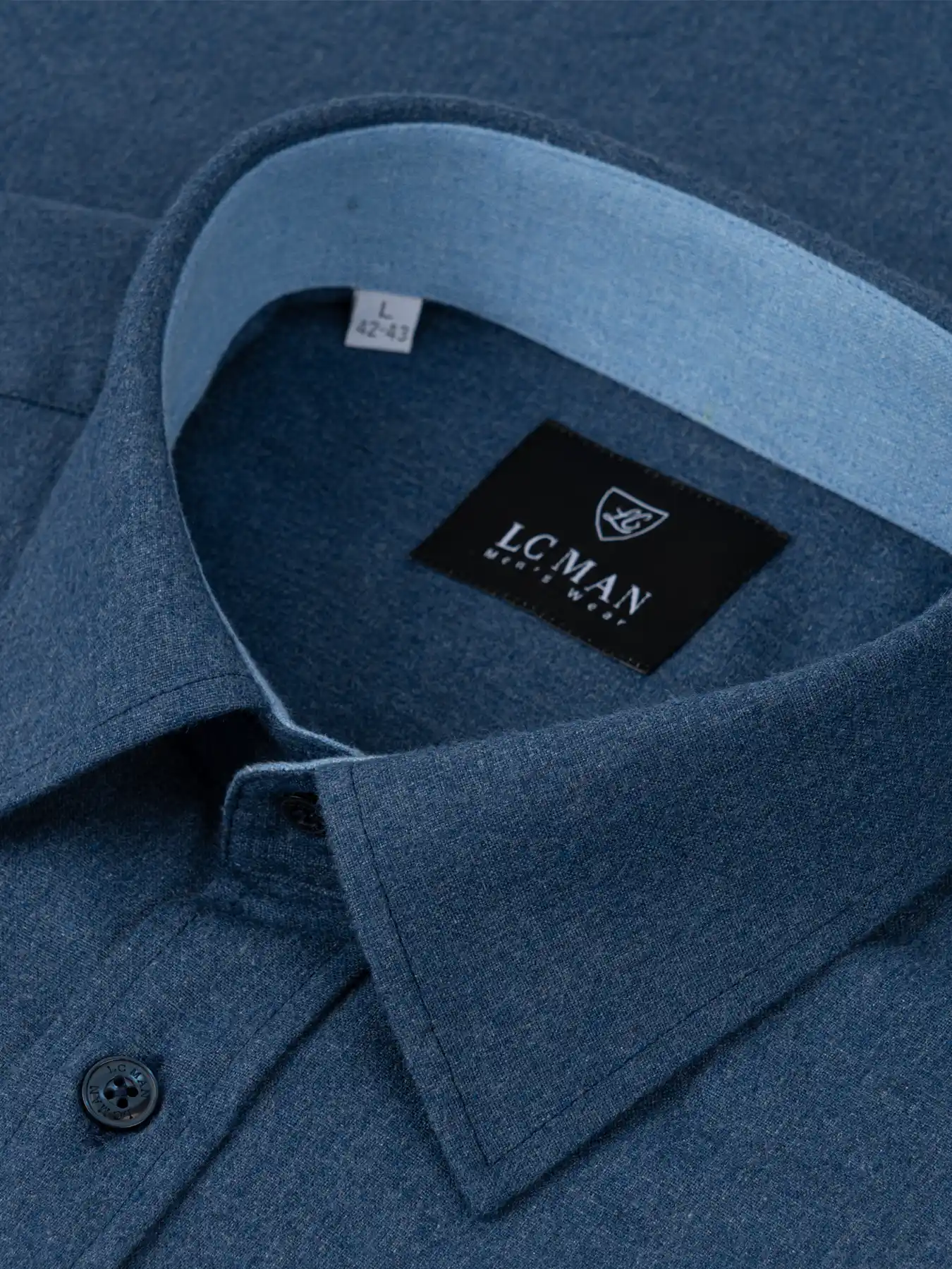 پیراهن آبی تیره آستین بلند ال سی من 16