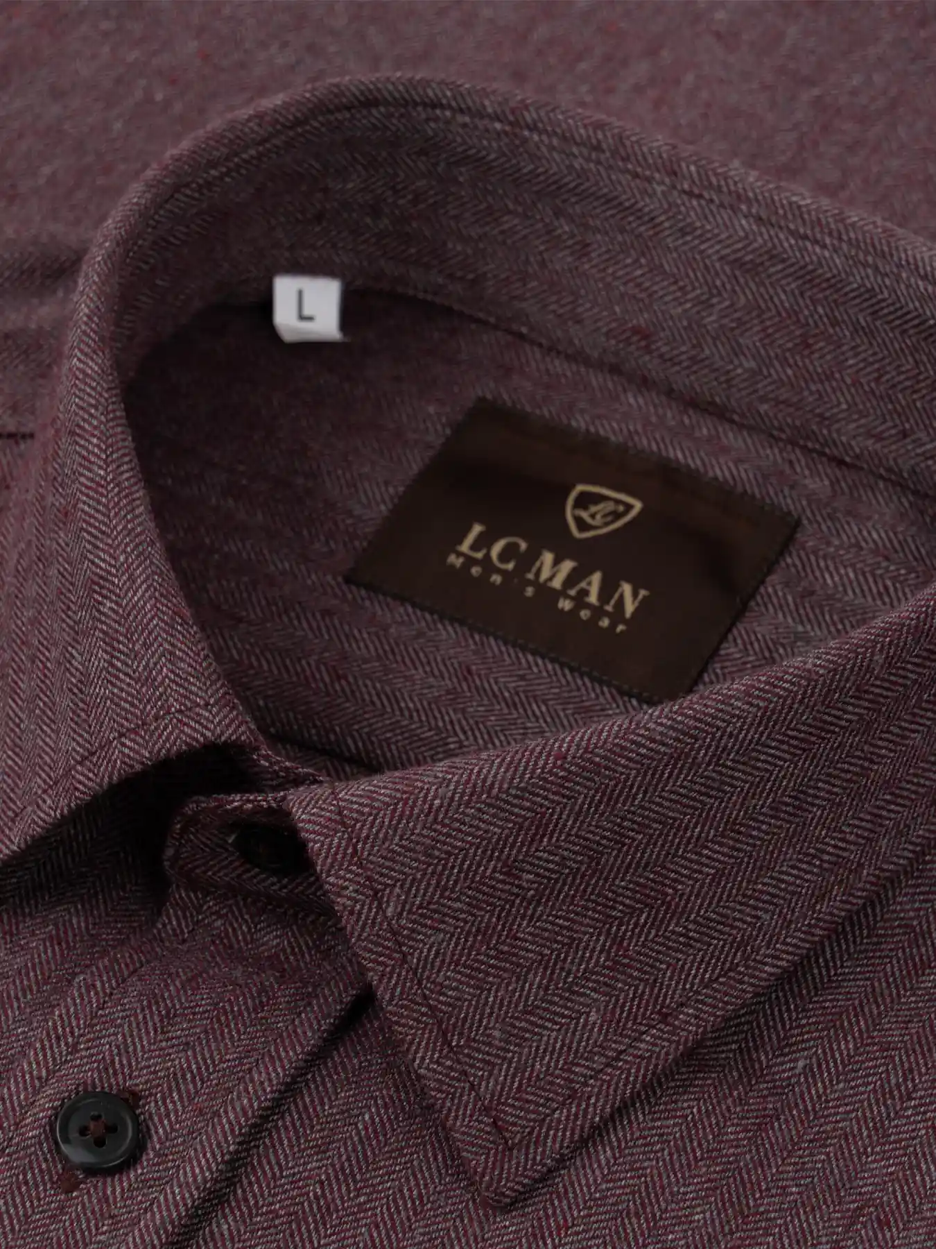 پیراهن طرح دار زرشکی آستین بلند ال سی من 17