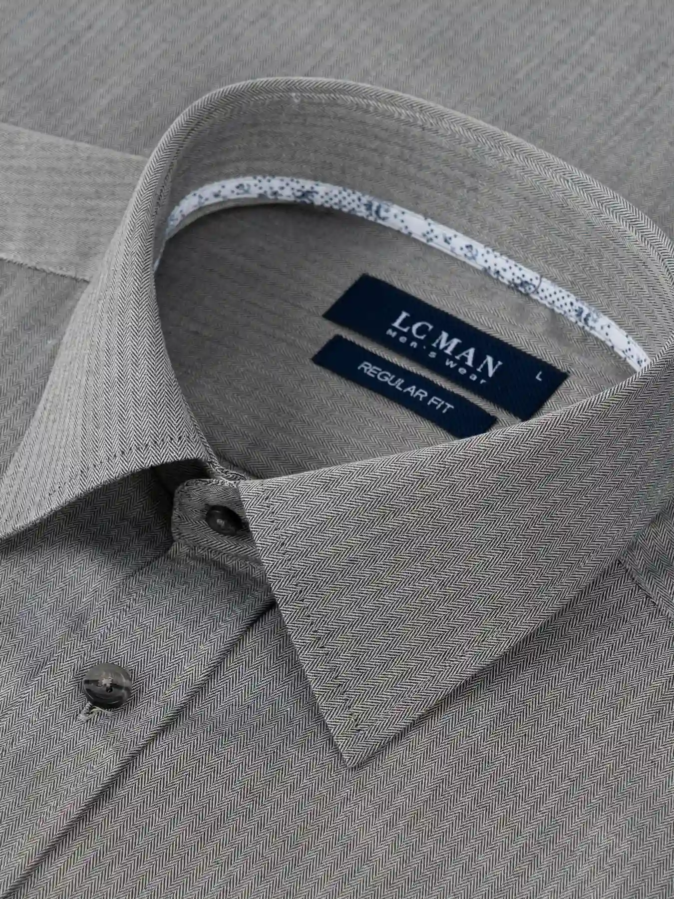 پیراهن آستین بلند طوسی طرح دار ال سی من 14