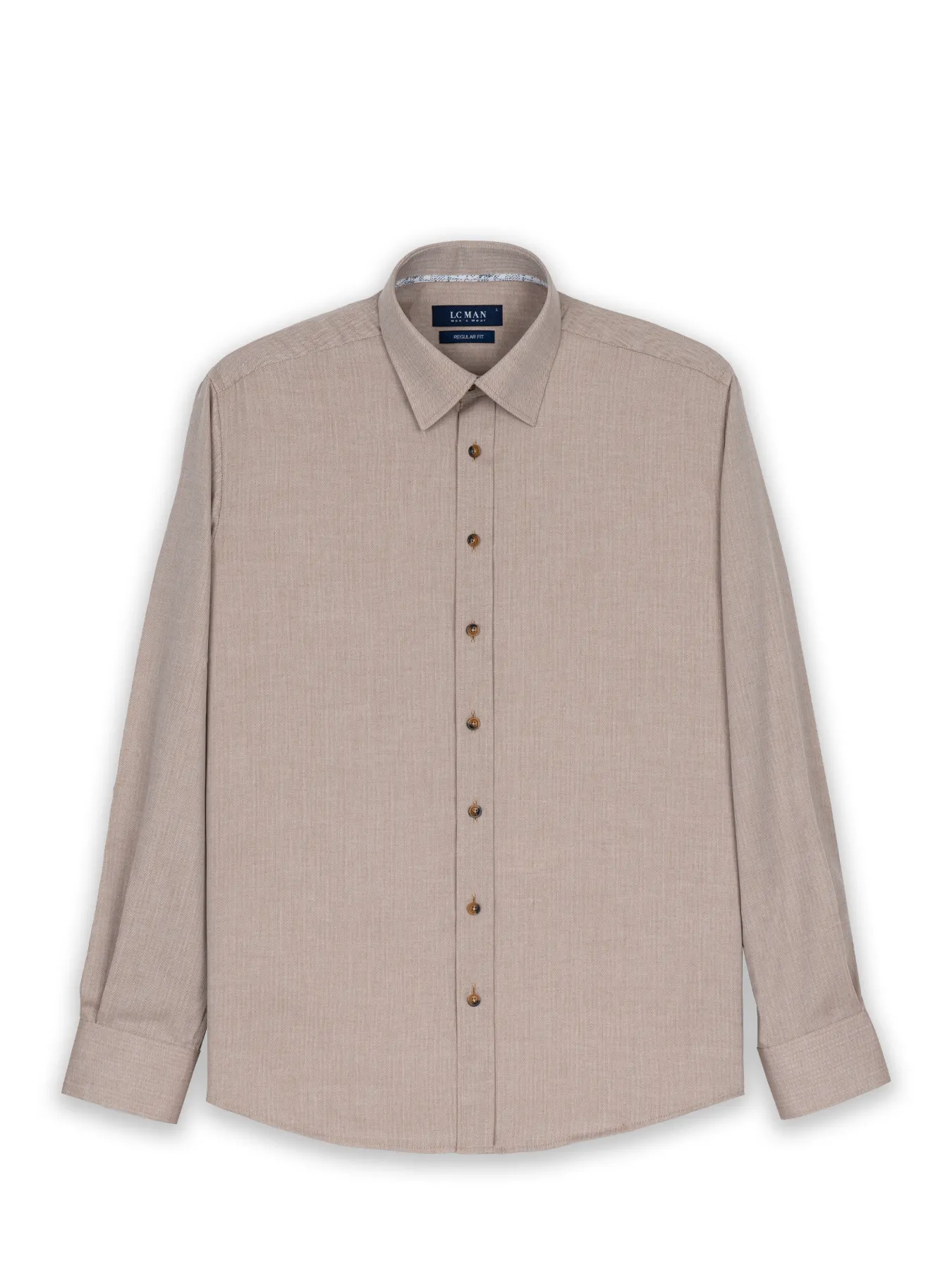 پیراهن آستین بلند کرم  طرح دار ال سی من 14