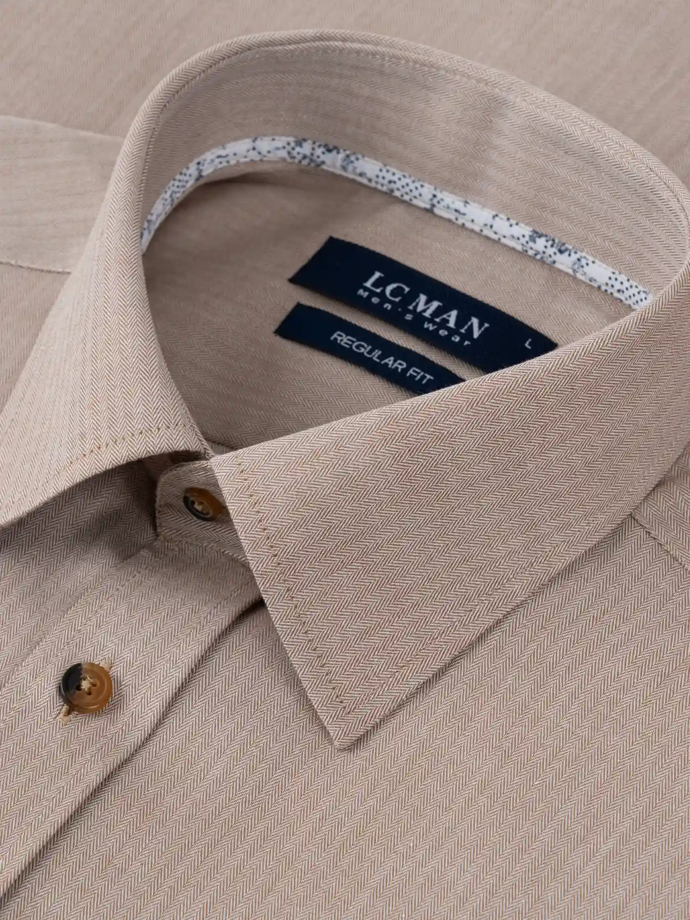 پیراهن آستین بلند کرم  طرح دار ال سی من 14