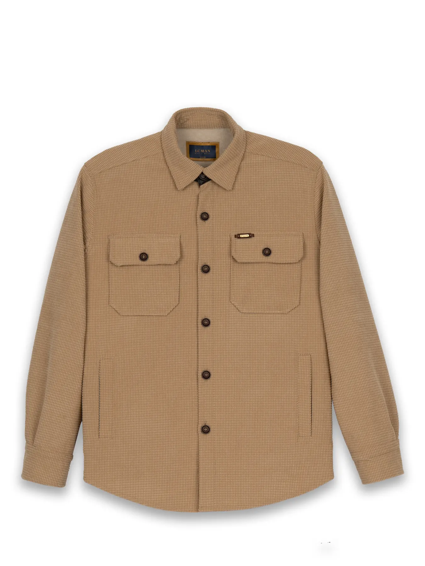 کاپشن کرم ال سی من یقه پهن 