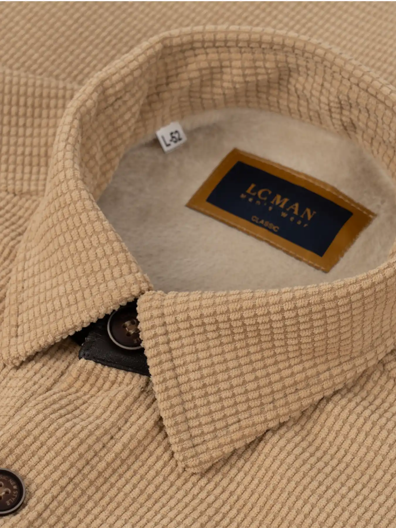 کاپشن کرم ال سی من یقه پهن 