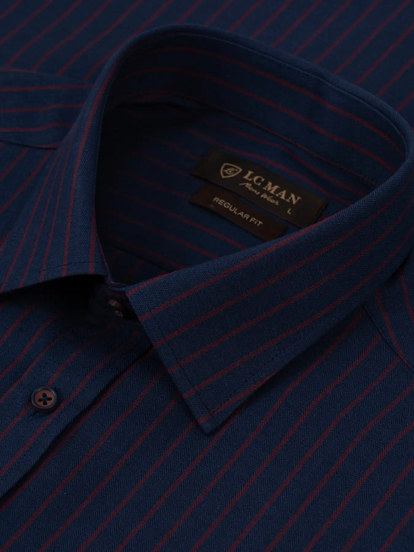 پیراهن آستین بلند سرمه ای راه راه ال سی من 56