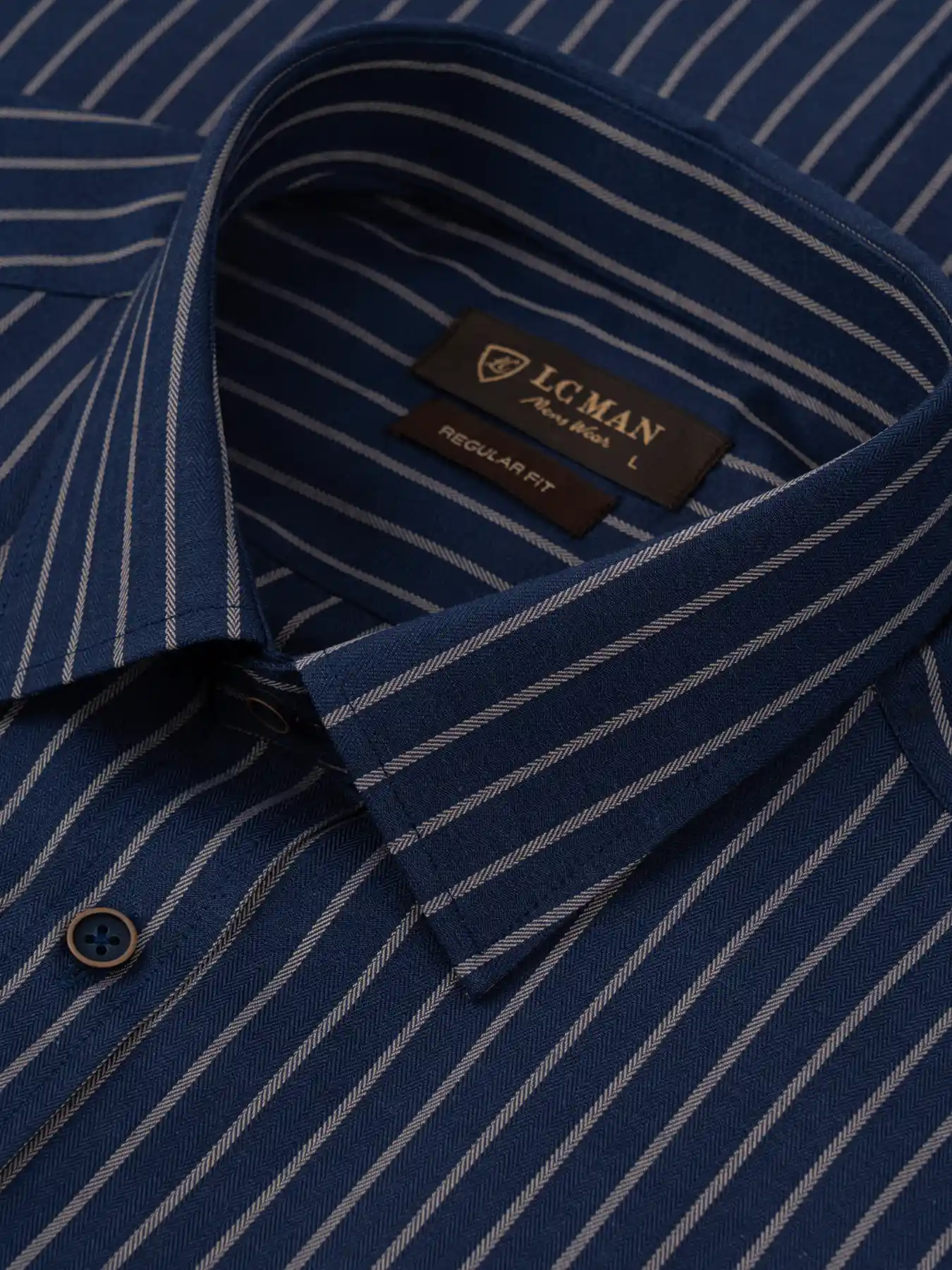 پیراهن آستین بلند سرمه ای راه راه ال سی من 56