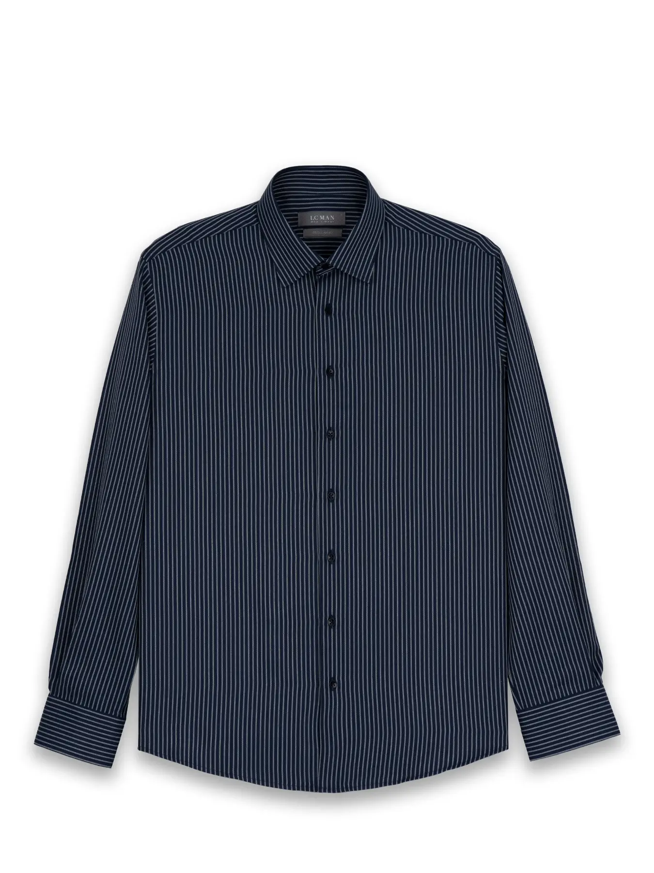 پیراهن آستین بلند سرمه ای راه راه ال سی من 59