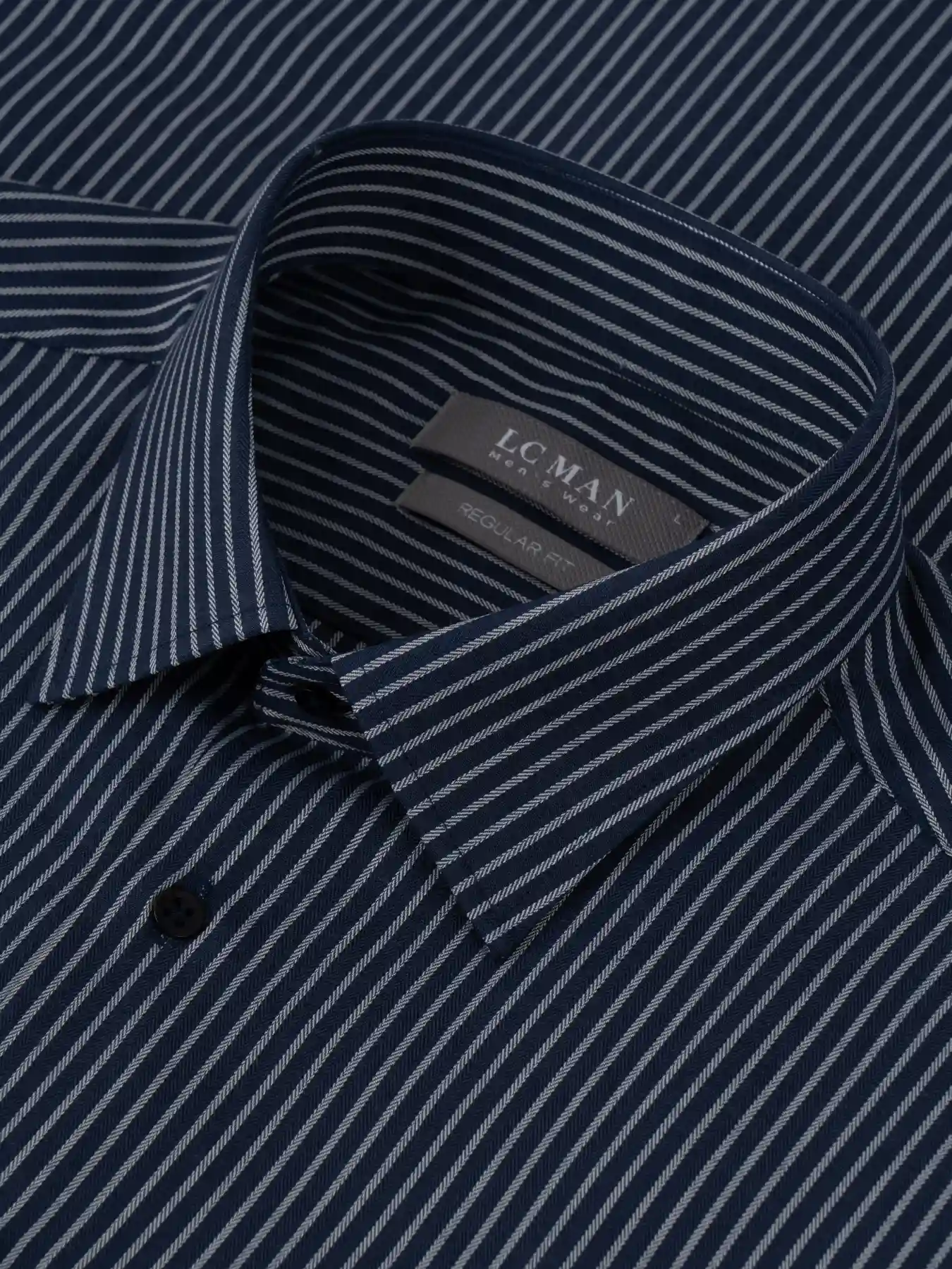 پیراهن آستین بلند سرمه ای راه راه ال سی من 59