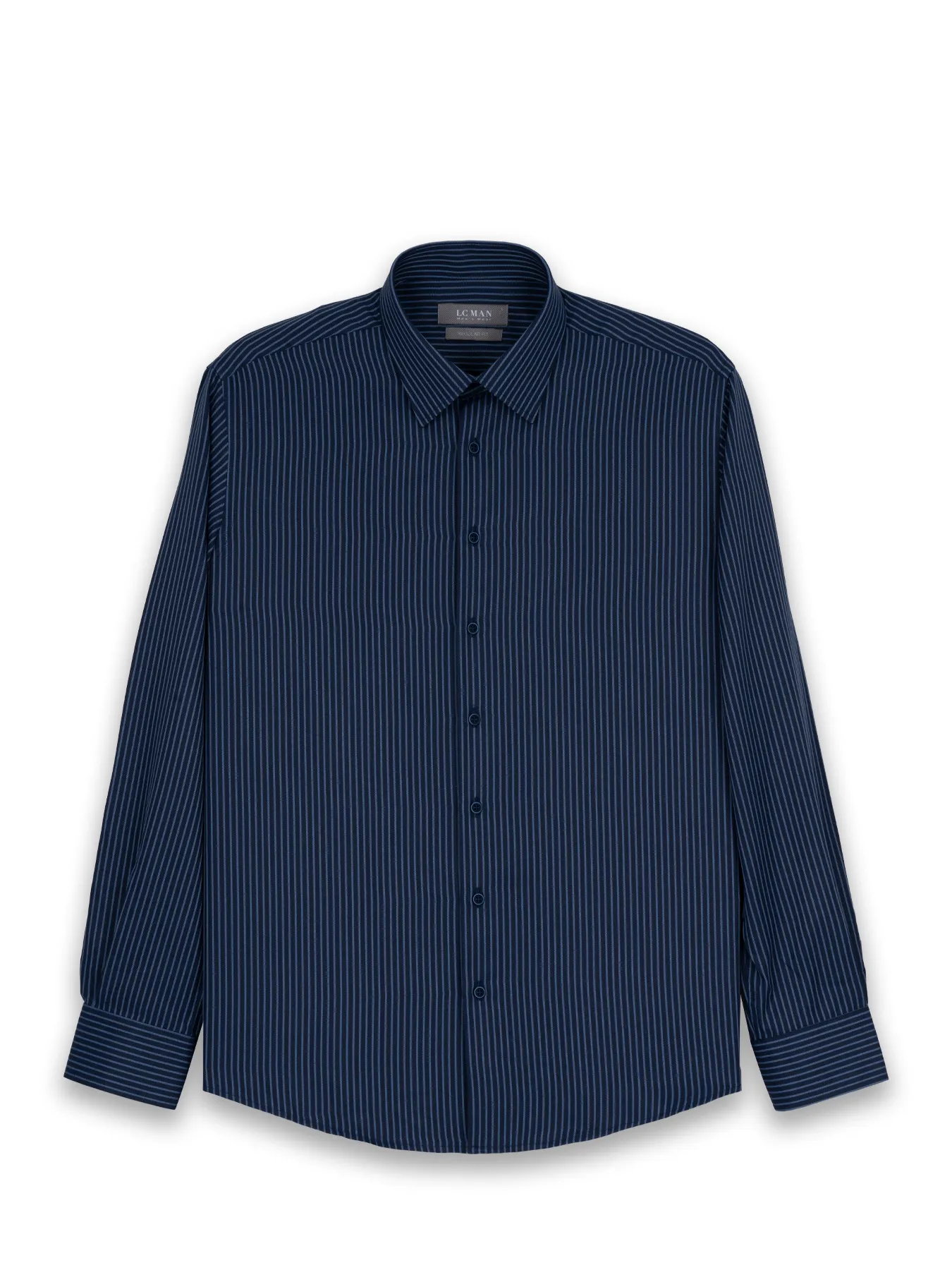 پیراهن آستین بلند راه راه سرمه ای ال سی من 15