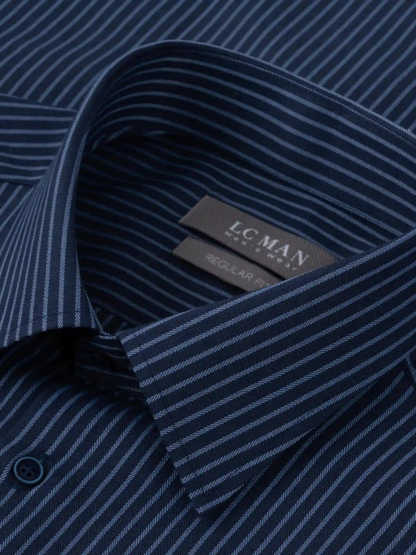 پیراهن آستین بلند راه راه سرمه ای ال سی من 15