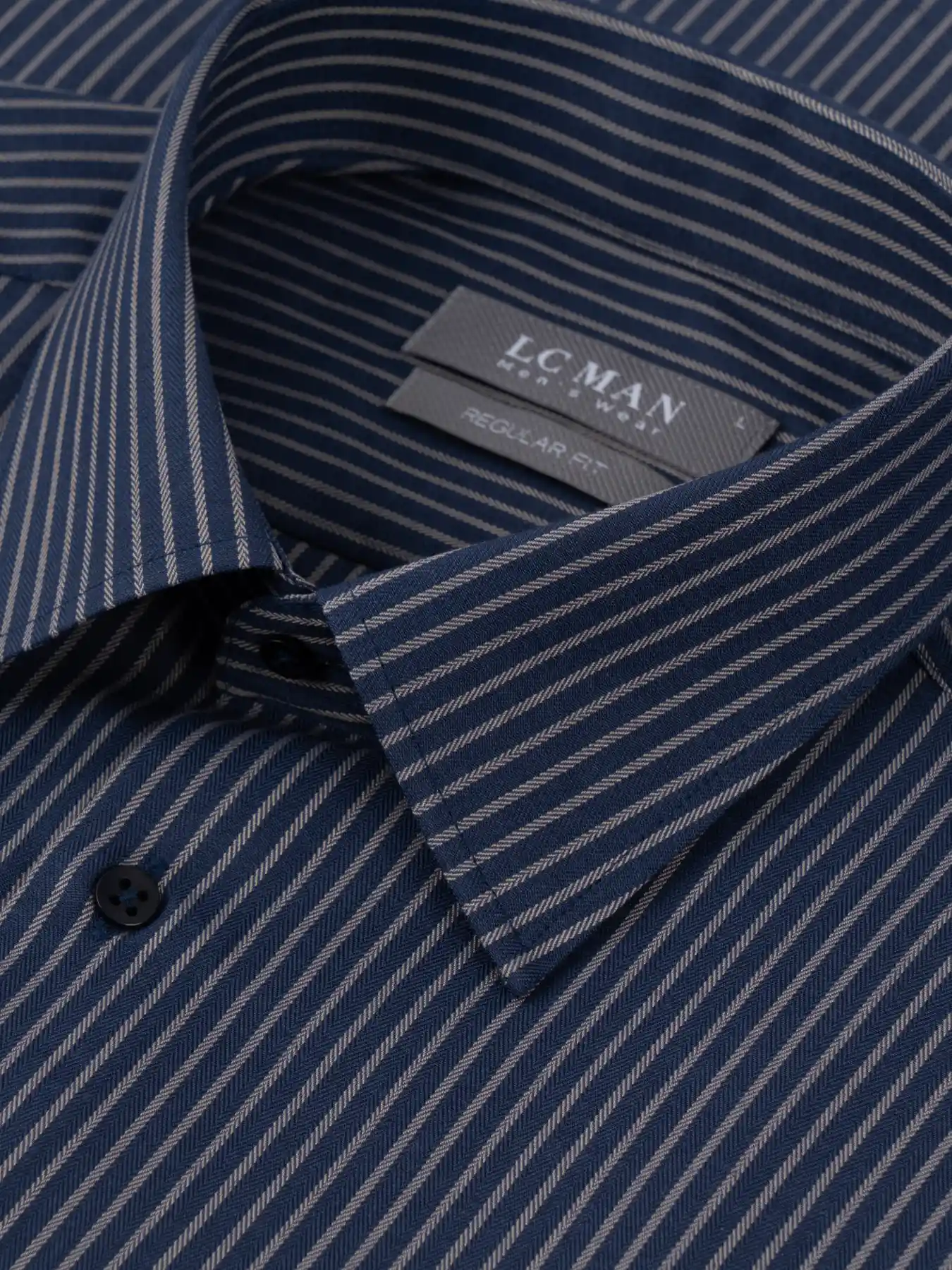 پیراهن آستین بلند سرمه ای راه راه ال سی من 59