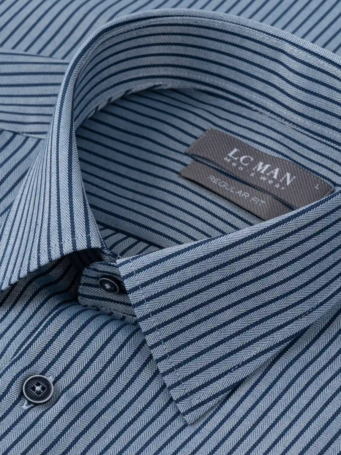 پیراهن آستین بلند سرمه ای راه راه ال سی من 59