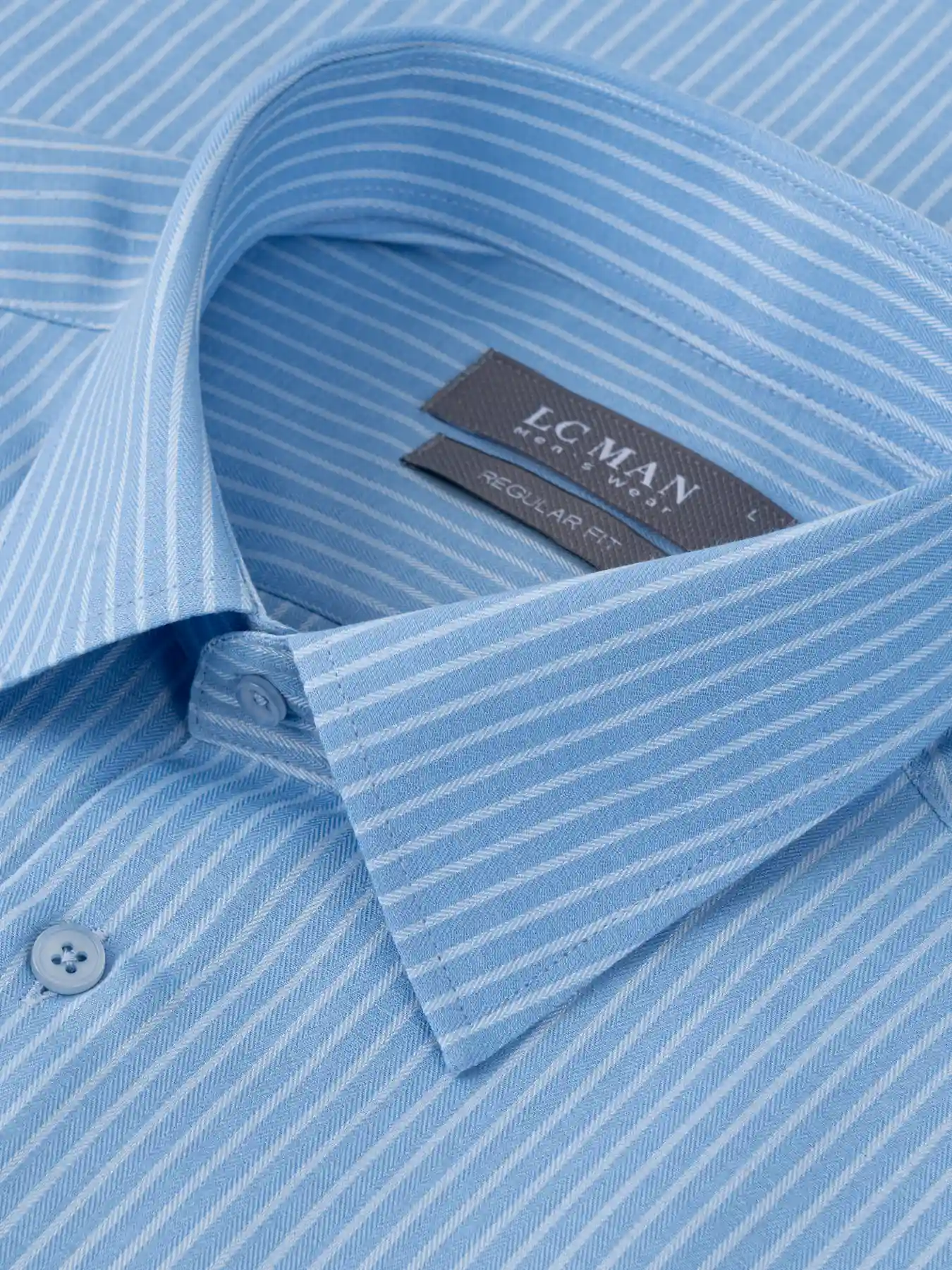 پیراهن آستین بلند آبی روشن راه راه ال سی من 59