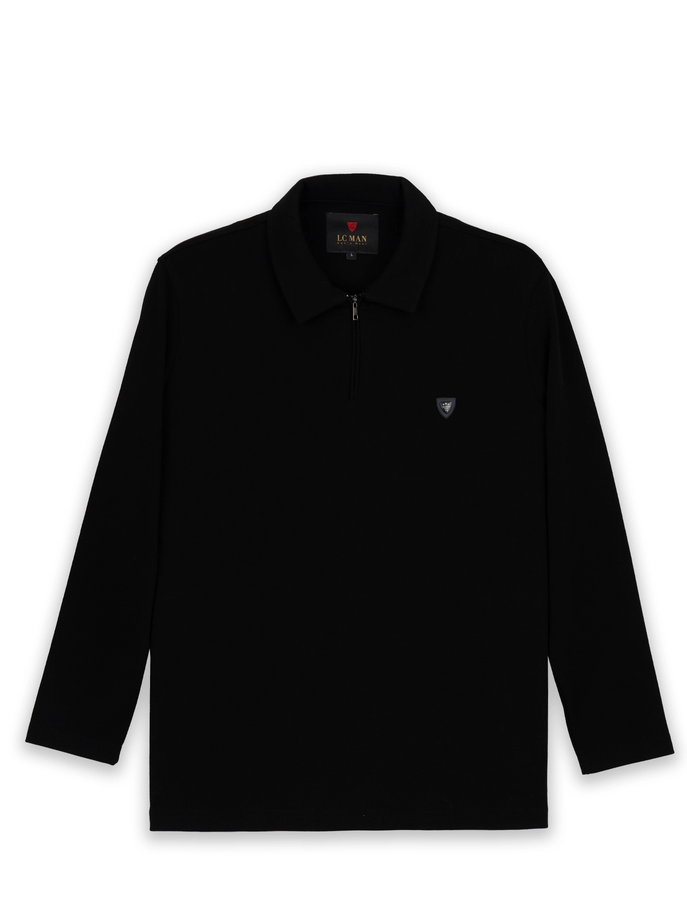 پلیور یقه شکاری نیم زیپ مشکی ال سی من 69