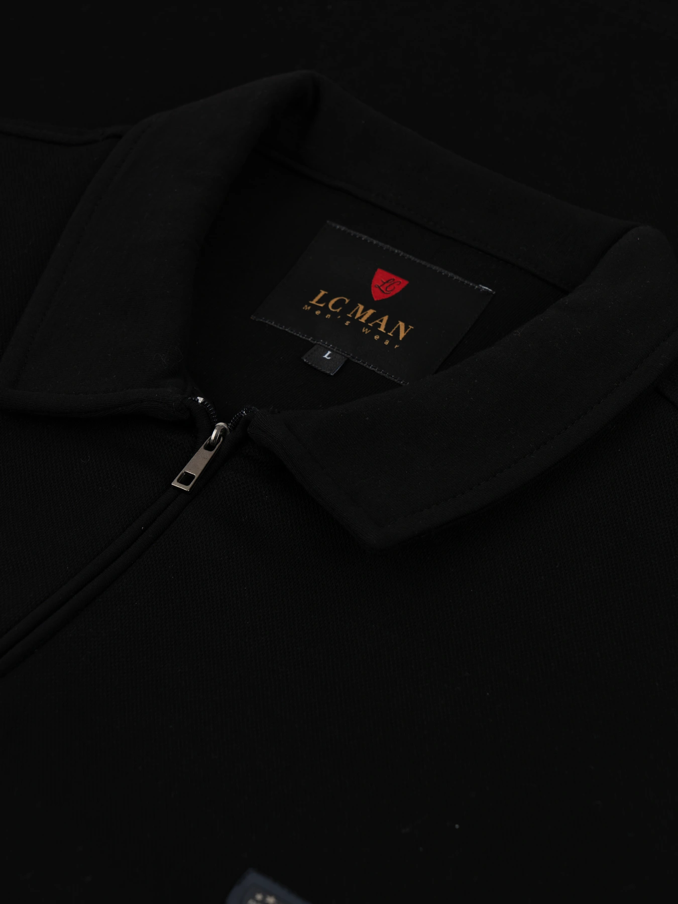 پلیور یقه شکاری نیم زیپ مشکی ال سی من 69