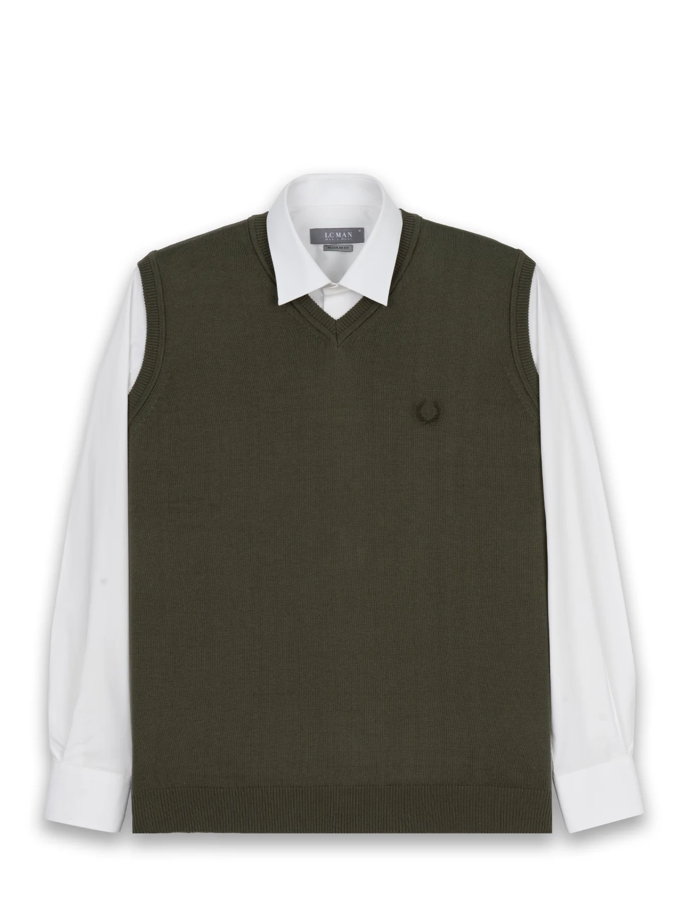 ژیله بافت یقه هفت ساده سبز زیتونی