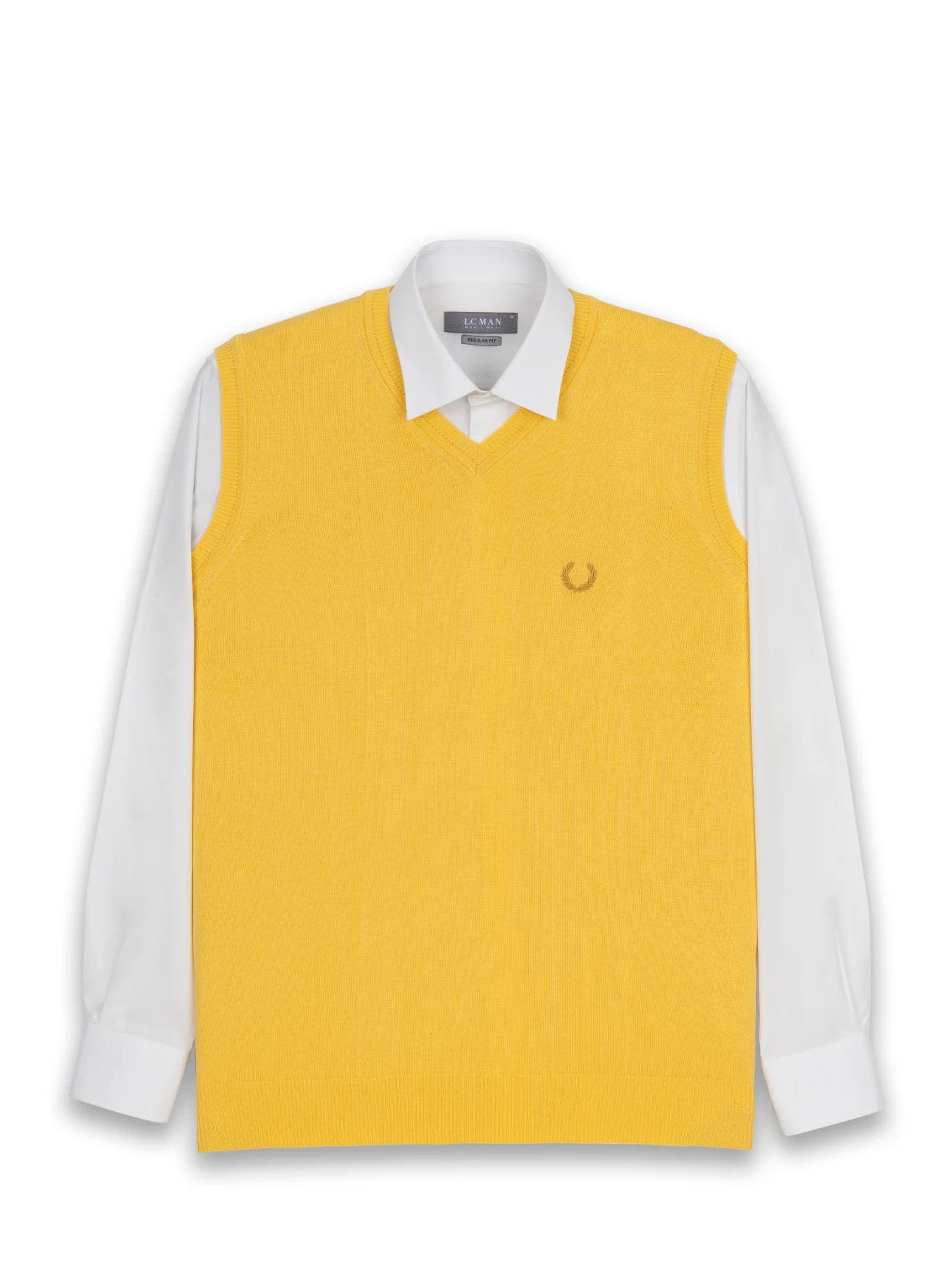 ژیله بافت یقه هفت ساده زرد