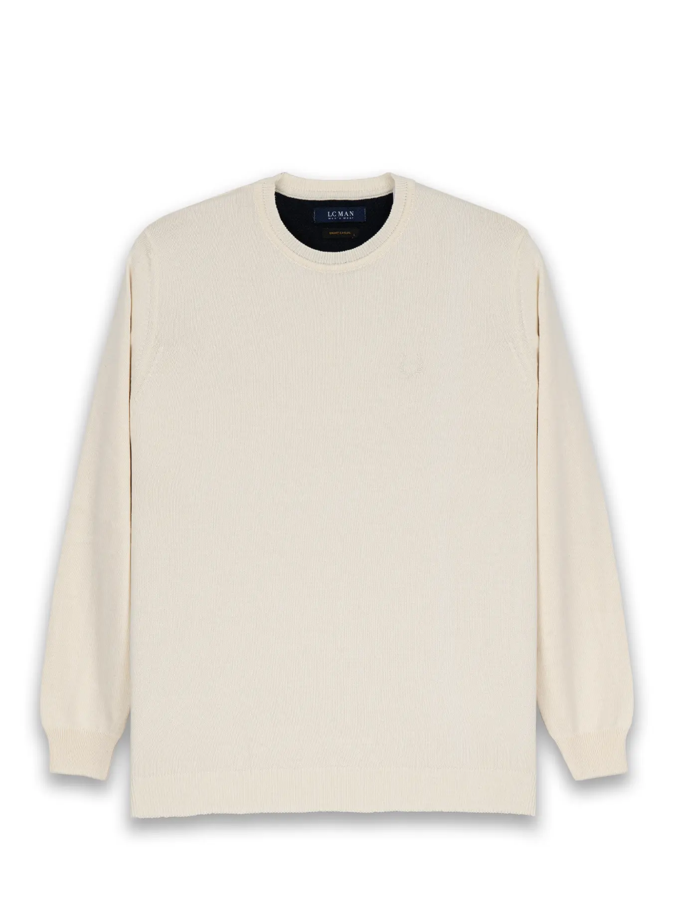 پلیور شیری یقه گرد ساده 