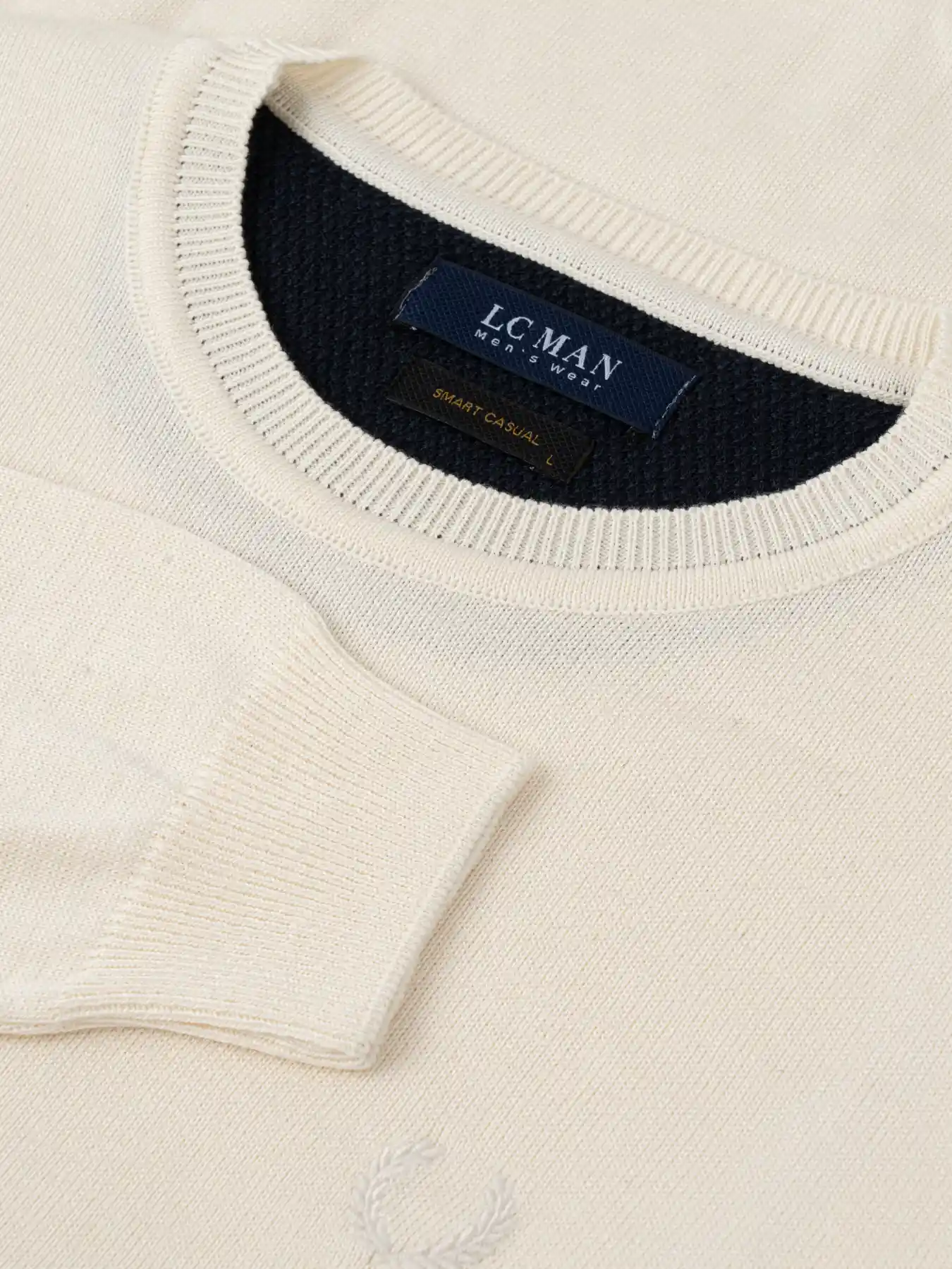 پلیور شیری یقه گرد ساده 