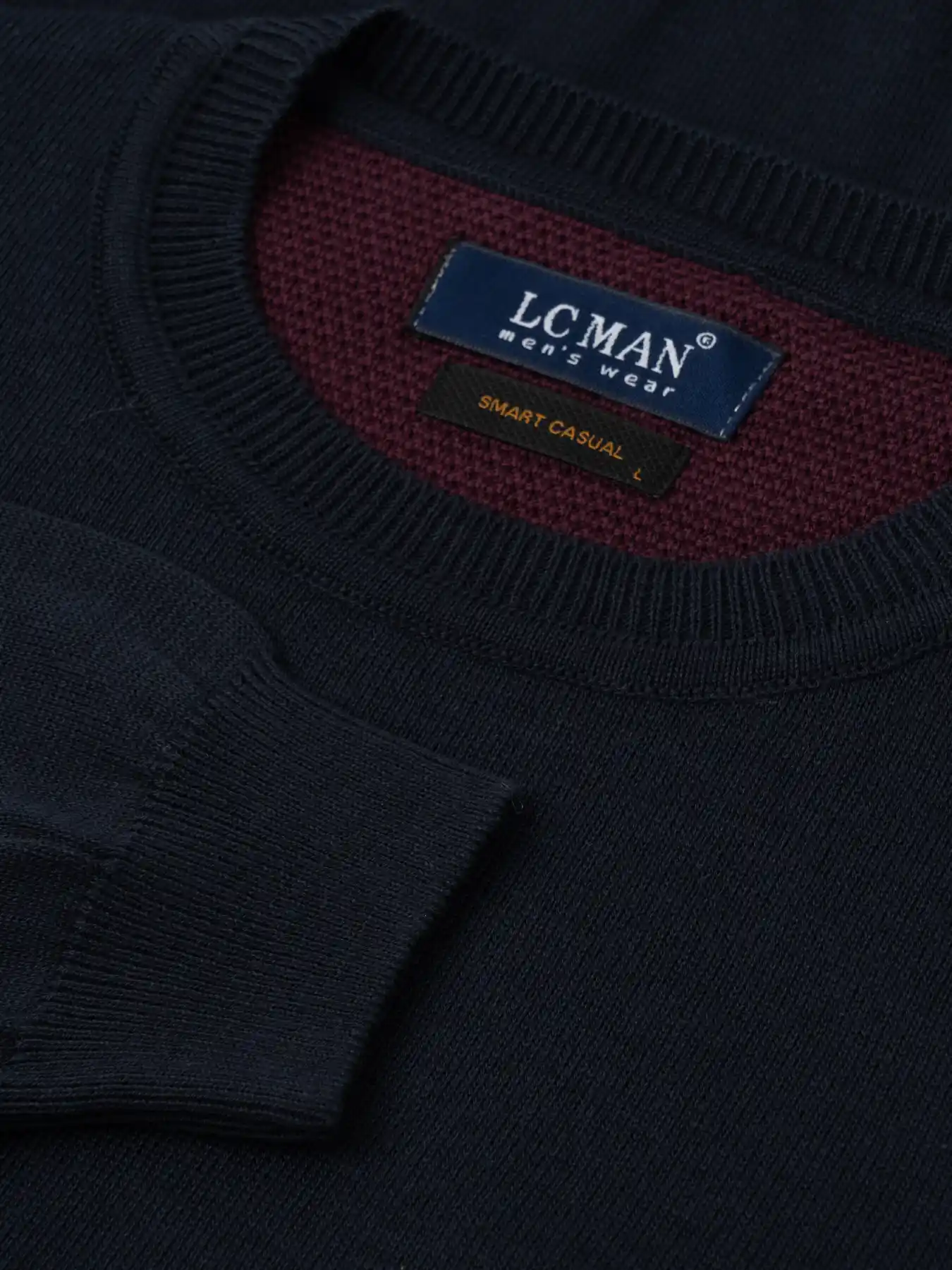 پلیور سرمه ای یقه گرد ساده