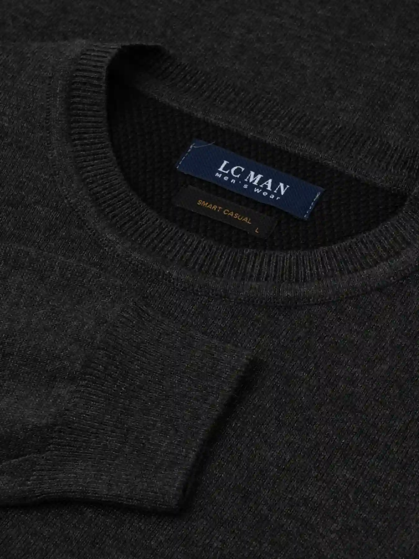 پلیور زغالی یقه گرد ساده 