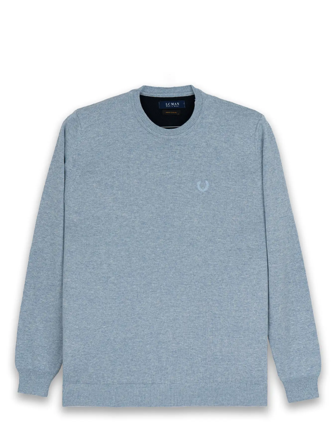 پلیور آبی روشن یقه گرد ساده 