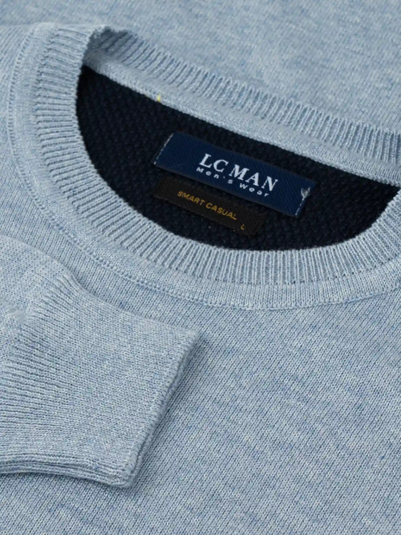 پلیور آبی روشن یقه گرد ساده 