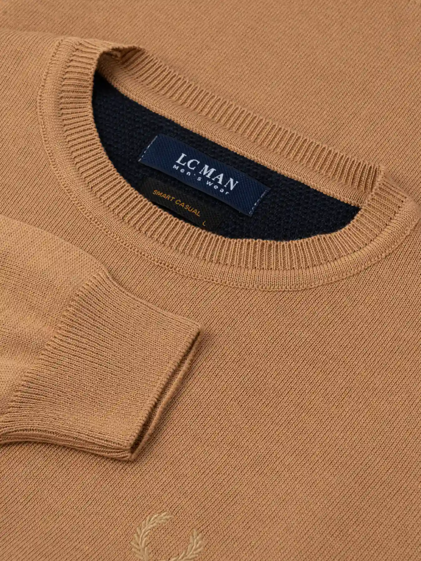 پلیور قهوه ای یقه گرد ساده 