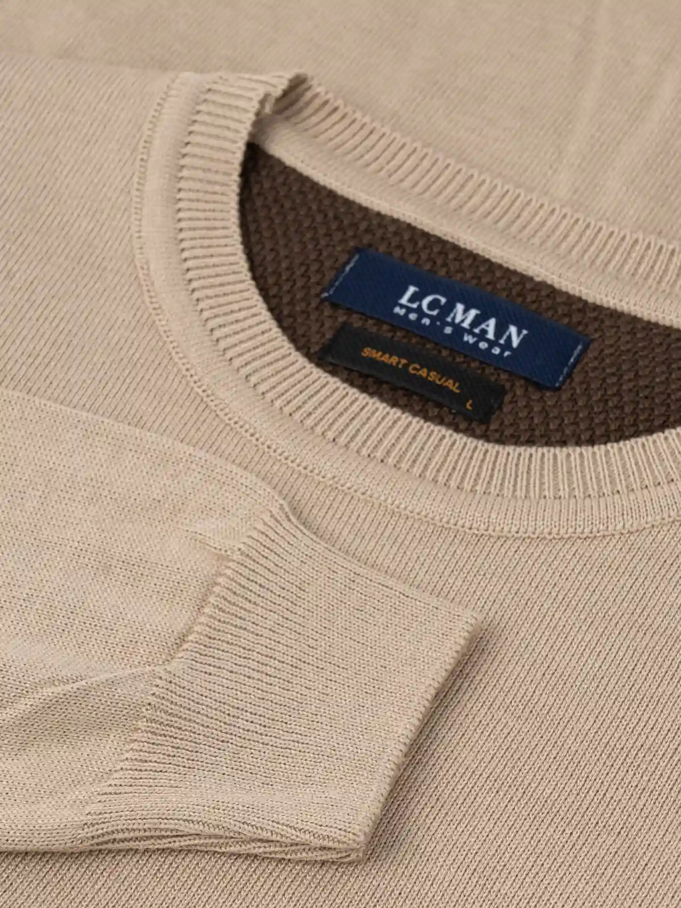 پلیور کرم یقه گرد ساده