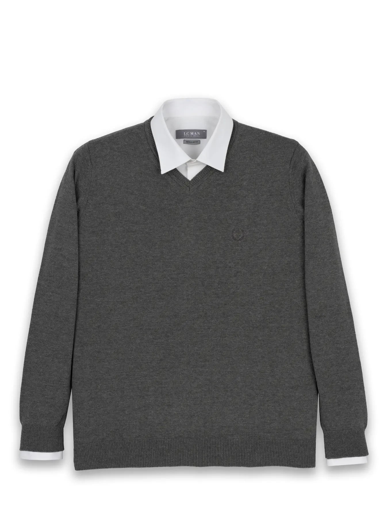 بافت یقه هفت  سانت ساده طوسی 1