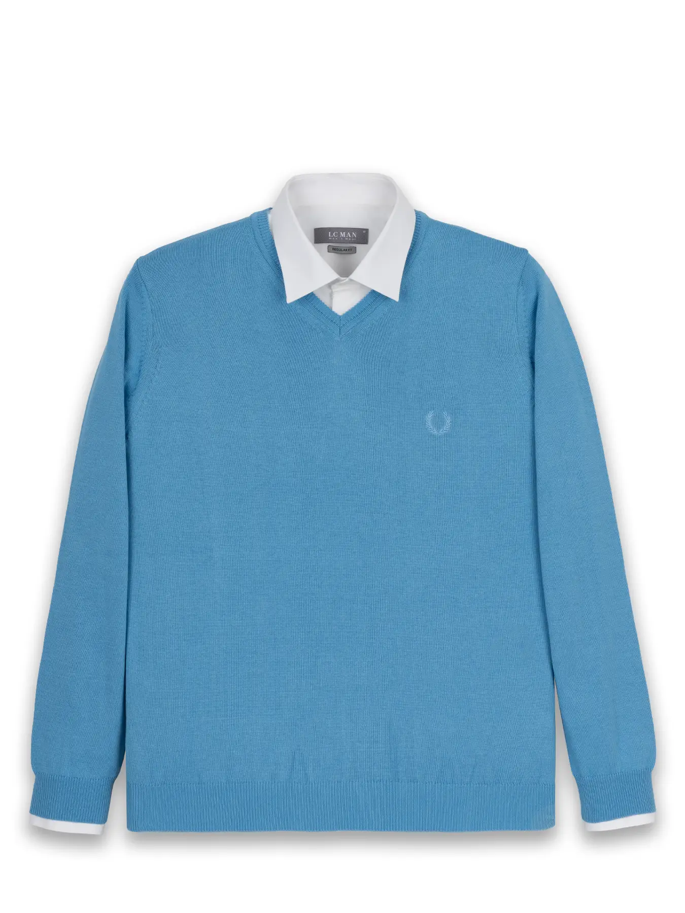 بافت یقه هفت سانت ساده آبی