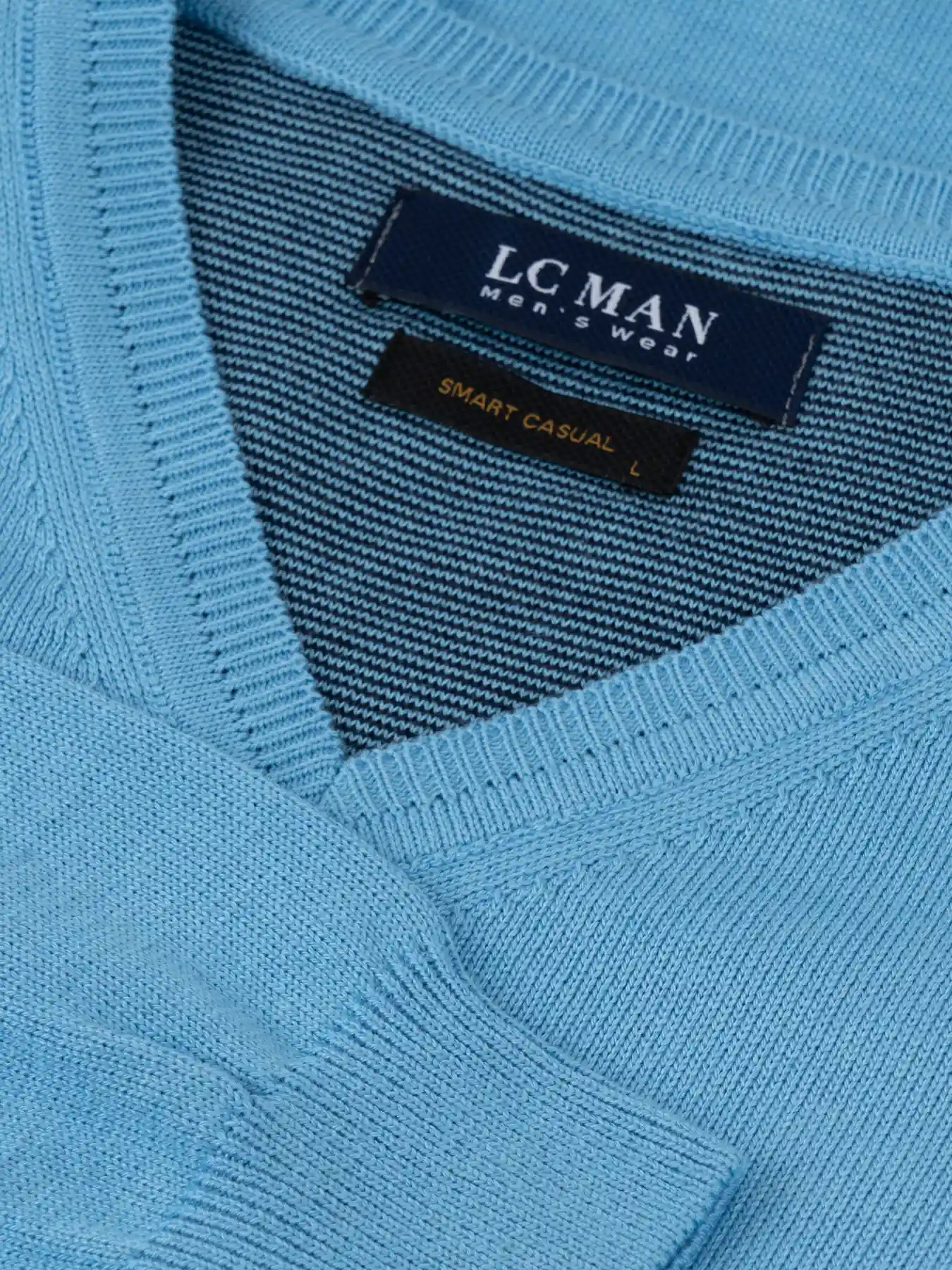 بافت یقه هفت سانت ساده آبی