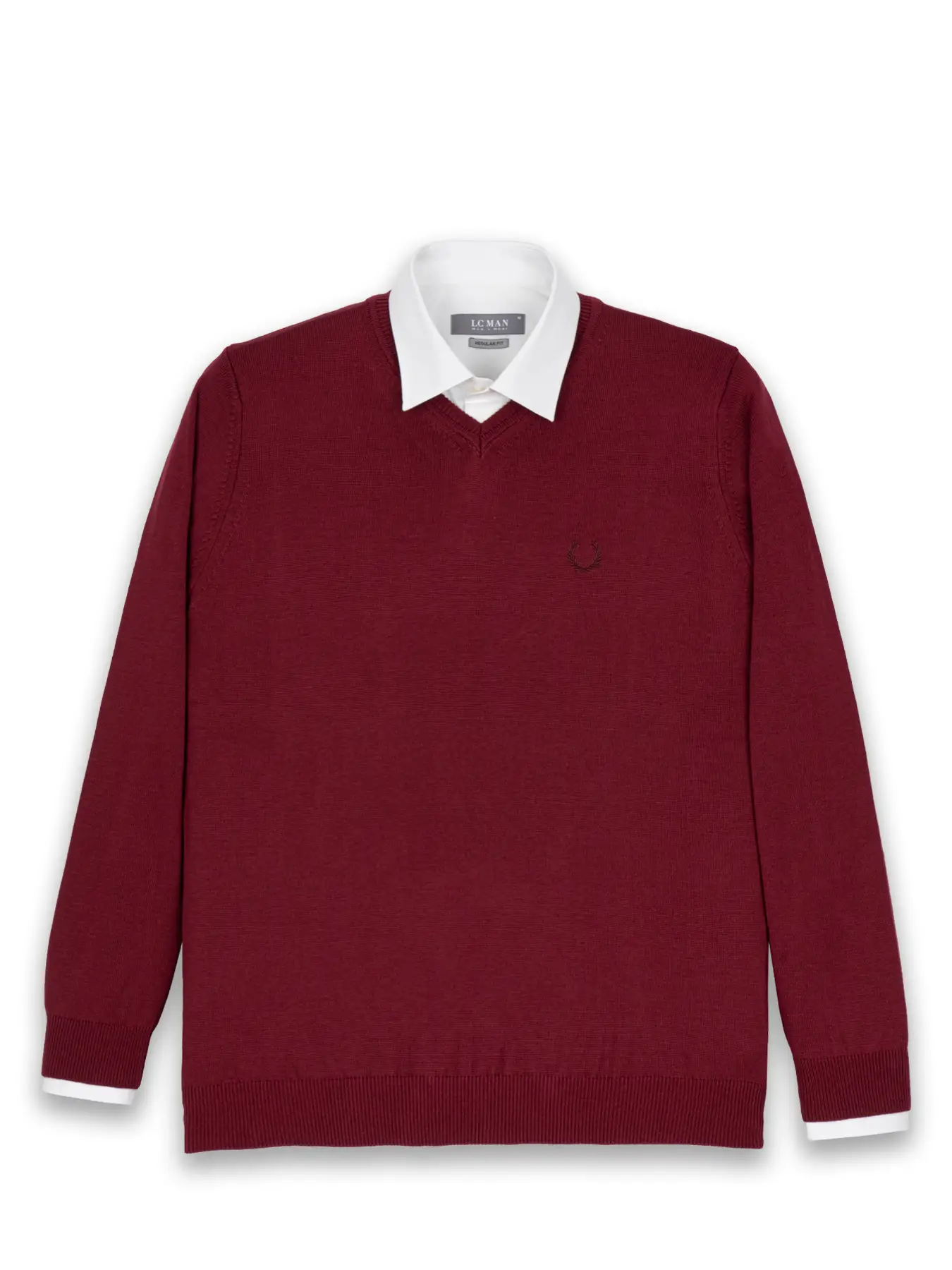 بافت زرشکی یقه هفت سانت ساده