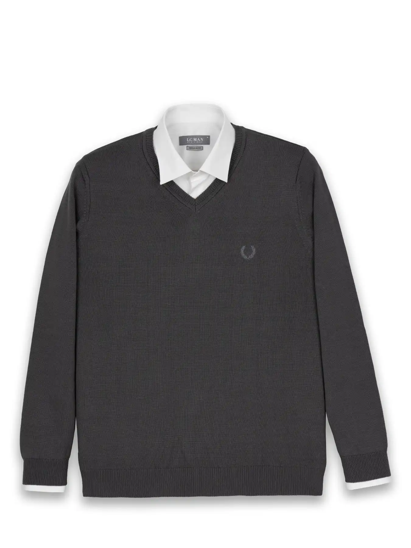 بافت طوسی تیره یقه هفت سانت ساده