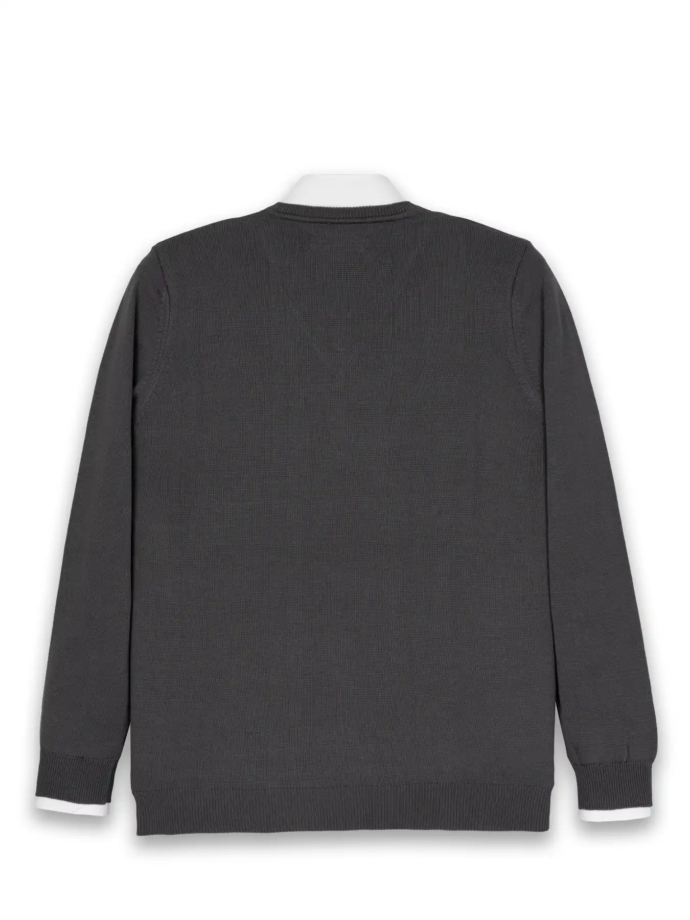 بافت طوسی تیره یقه هفت سانت ساده