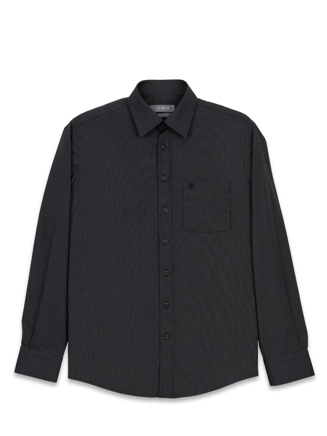 پیراهن آستین بلند راه راه ریز مشکی ال سی من 6