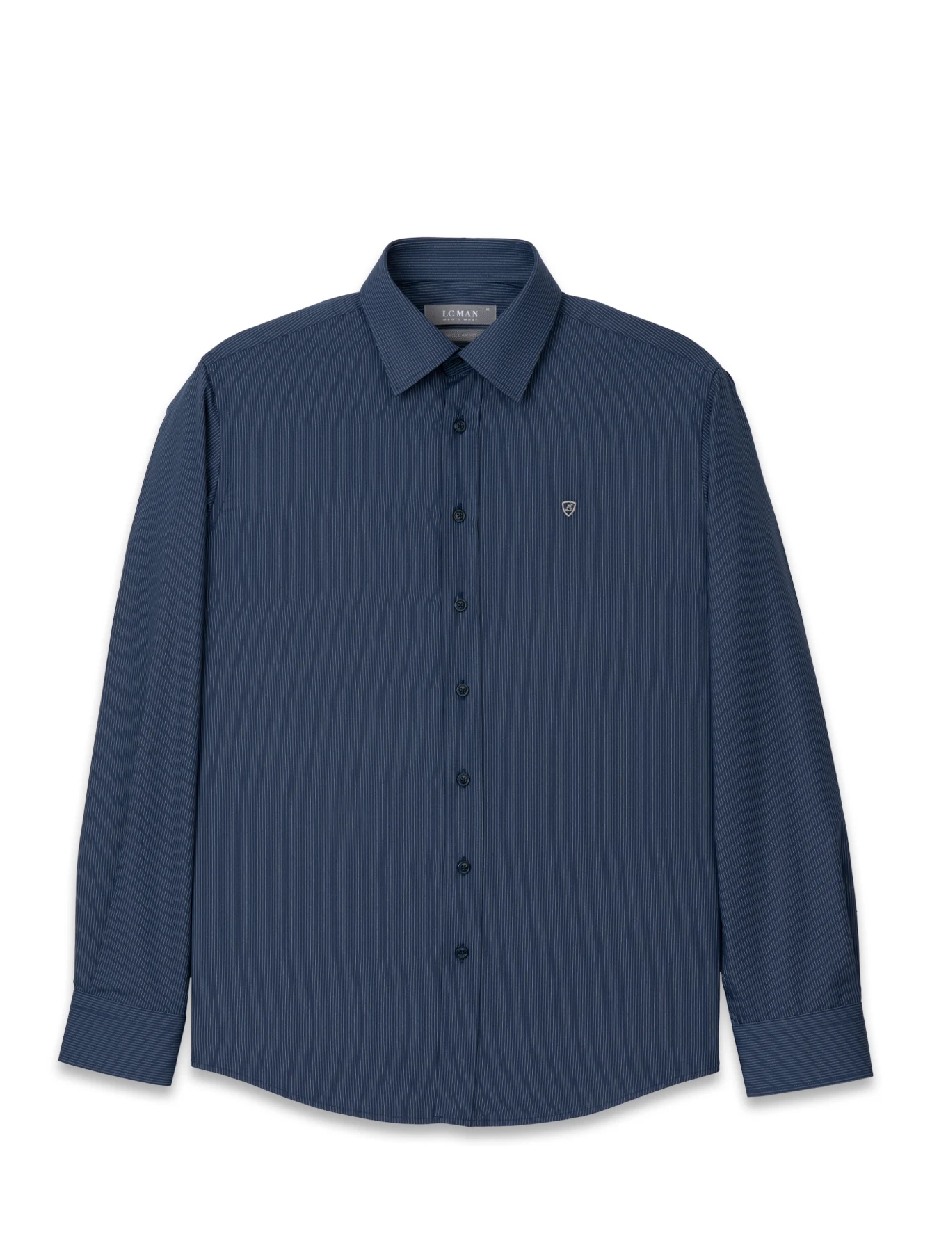 پیراهن آستین بلند راه راه ریز سرمه ای ال سی من 5