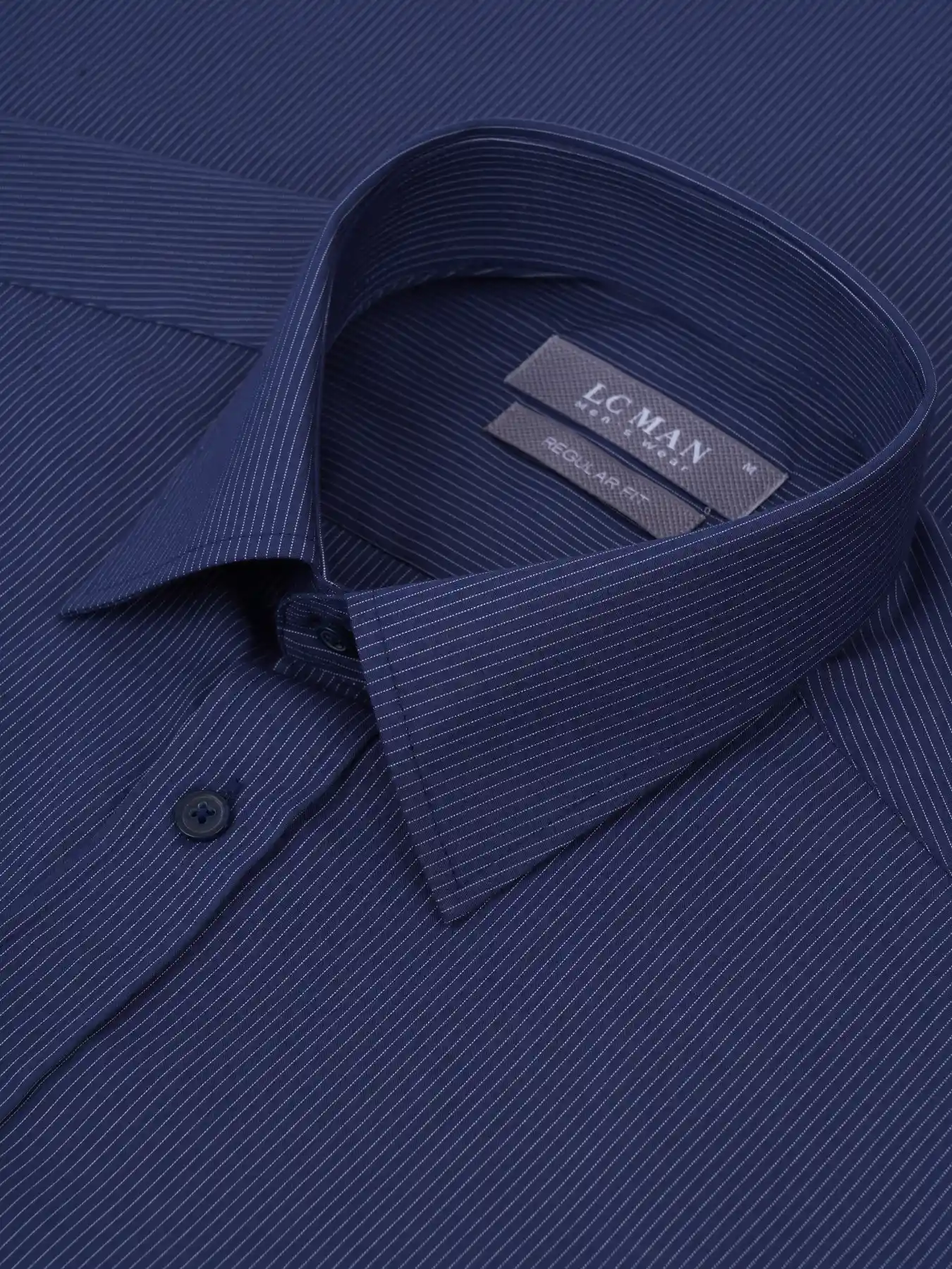 پیراهن آستین بلند راه راه ریز سرمه ای ال سی من 5