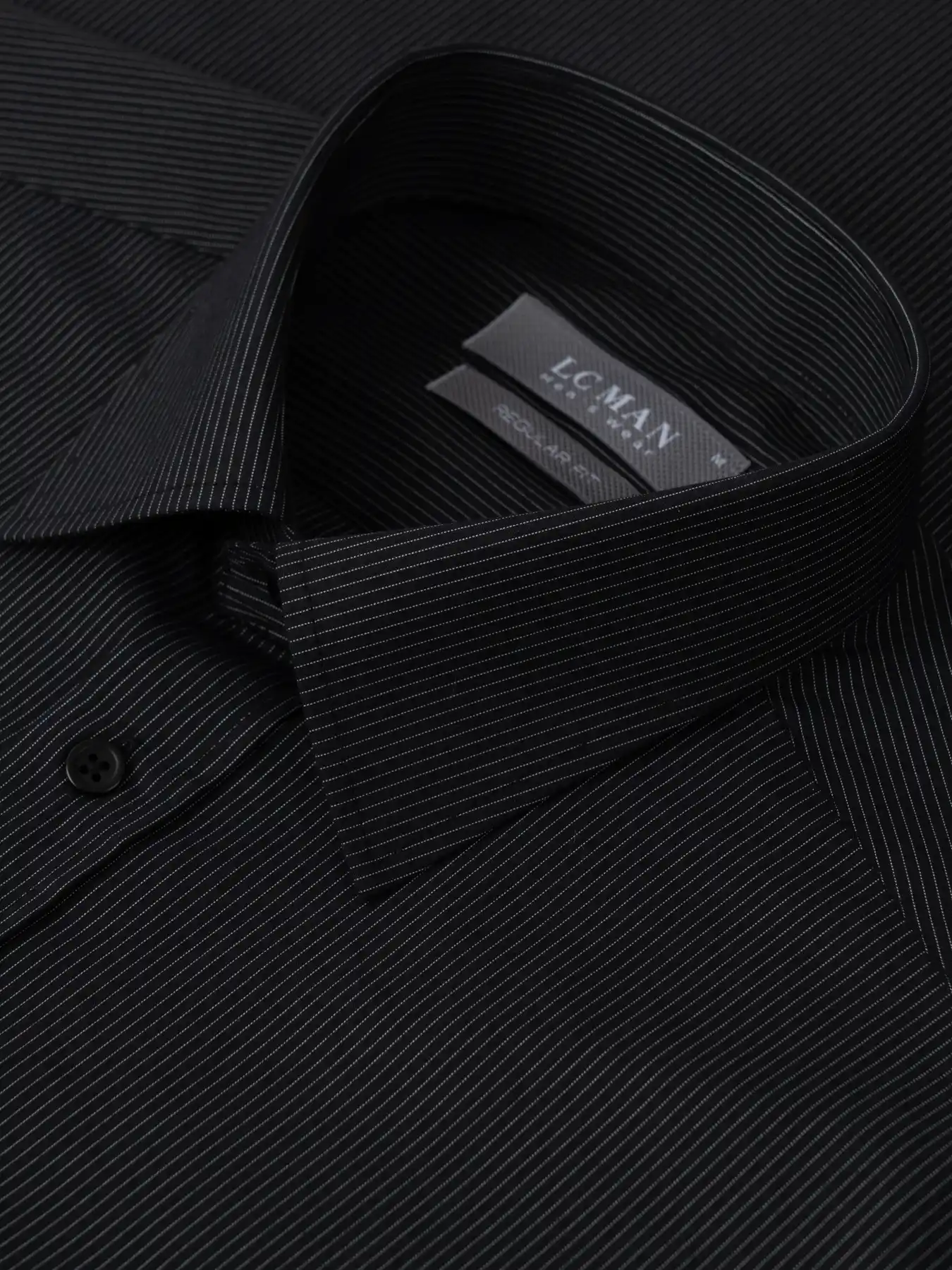 پیراهن آستین بلند راه راه ریز مشکی ال سی من 5