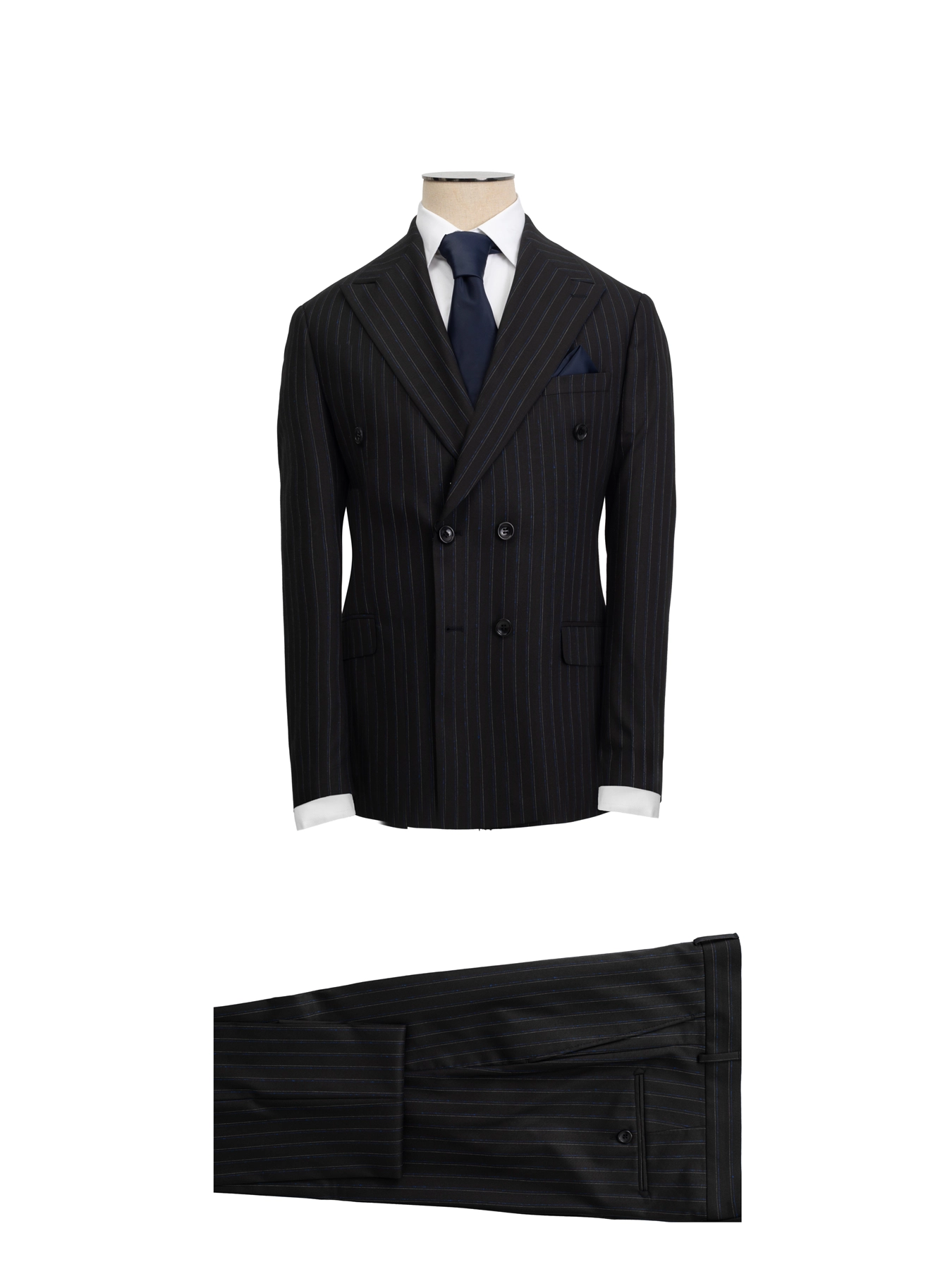 کت و شلوار  مشکی راه راه ال سی من 39