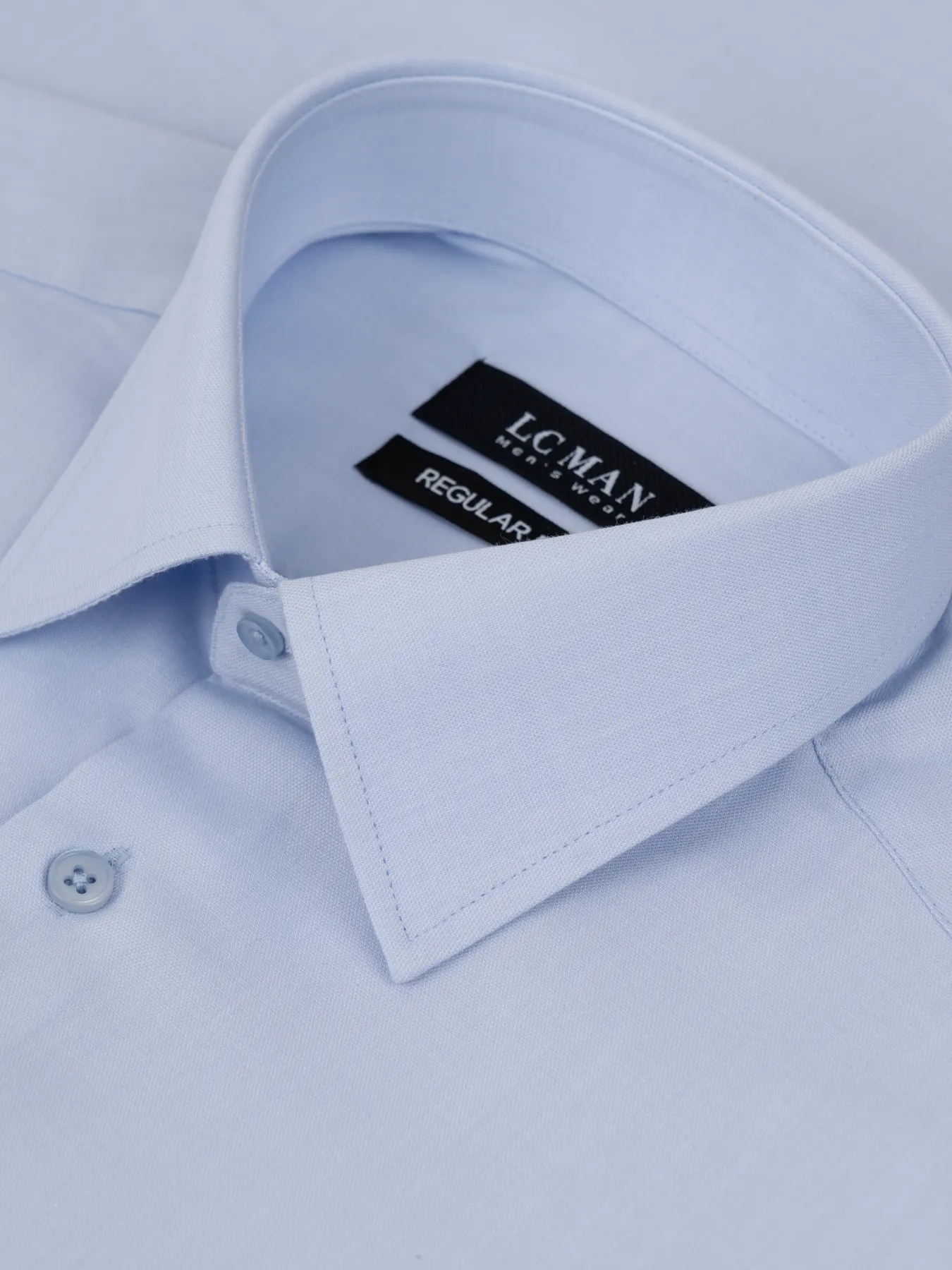 پیراهن آستین بلند آبی آسمانی ساده ال سی من 48