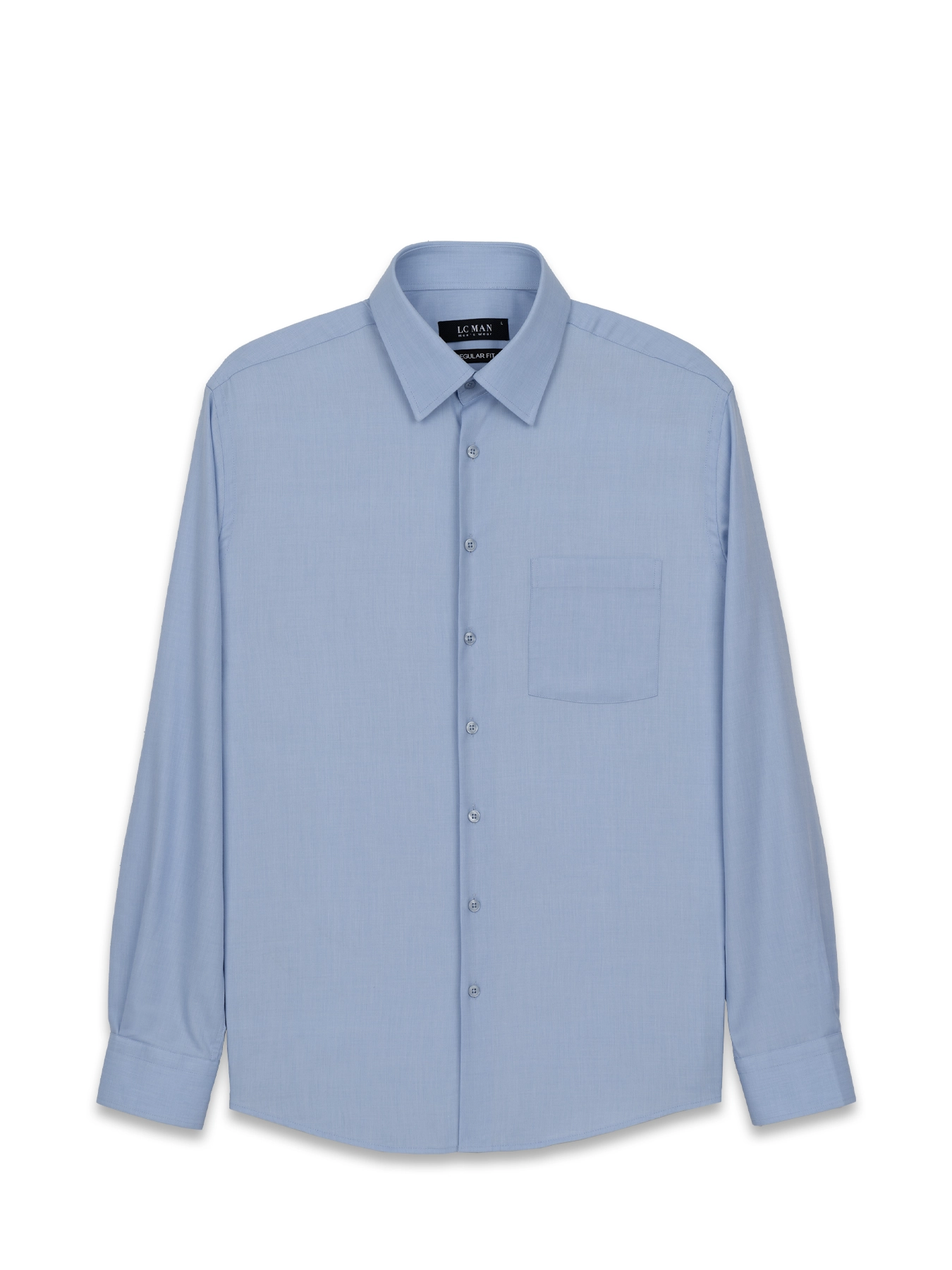 پیراهن آستین بلند آبی ساده ال سی من 48