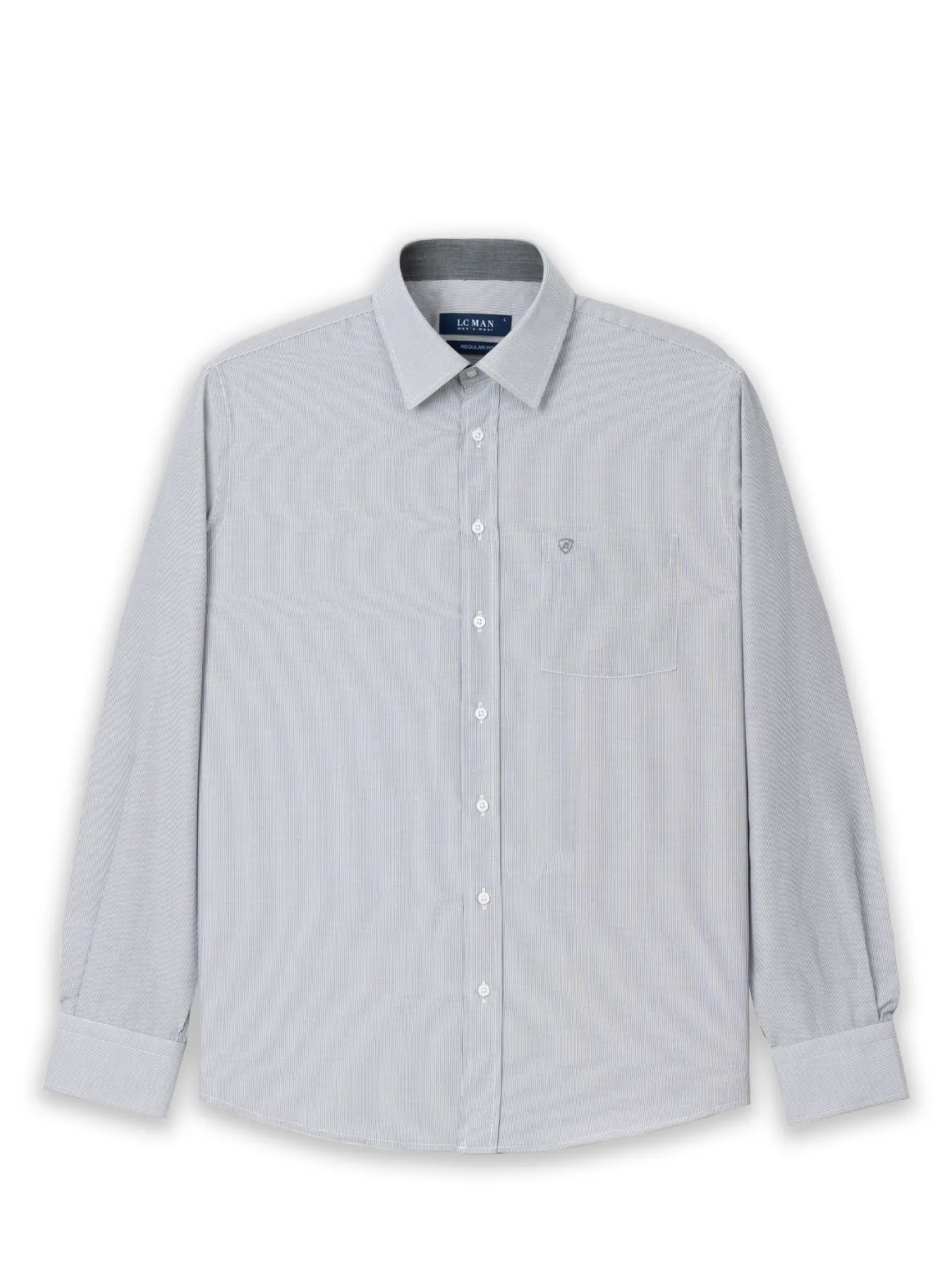 پیراهن آستین بلند راه راه ریز طوسی ال سی من 20