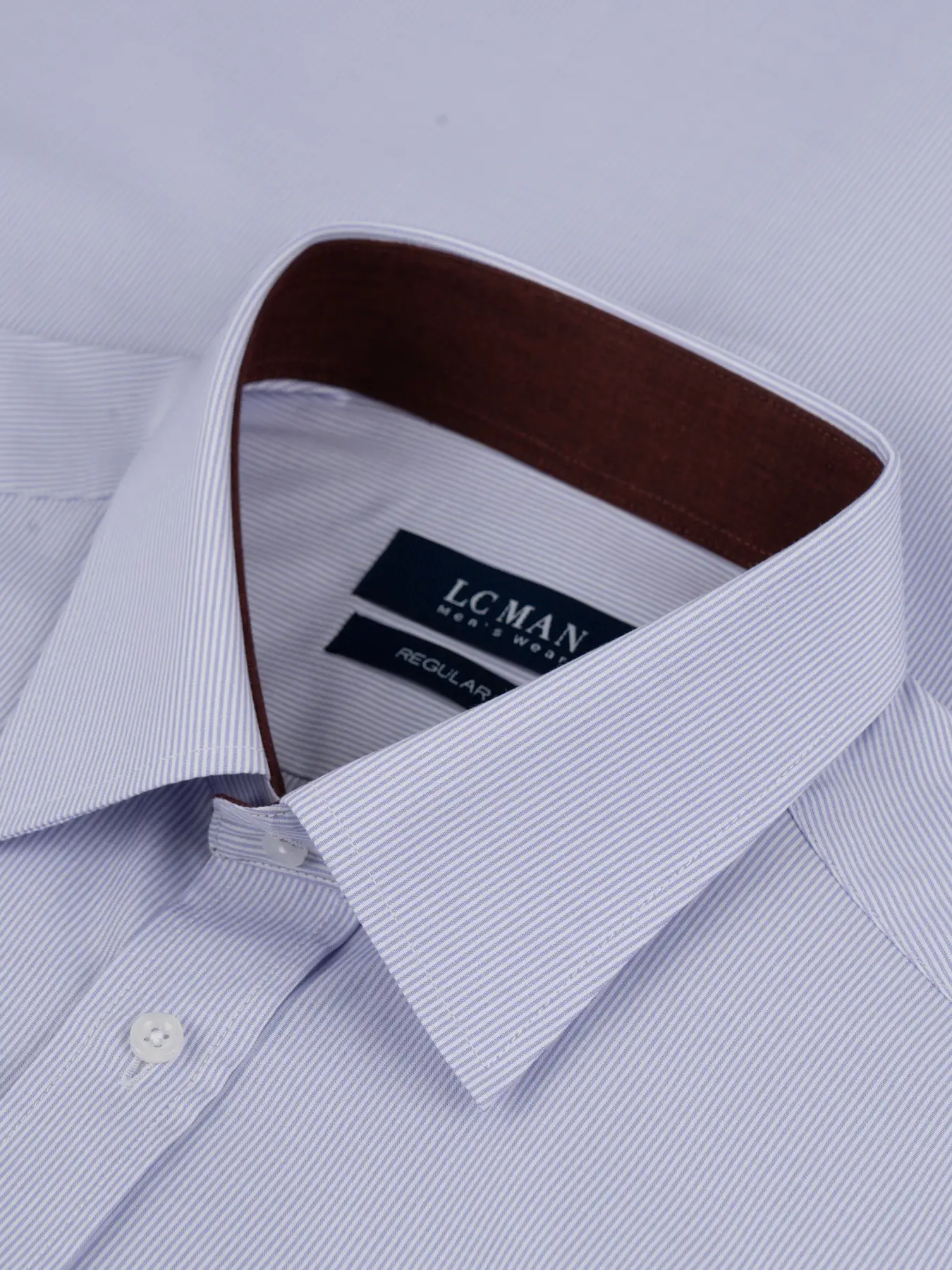 پیراهن آستین بلند راه راه ریز یاسی ال سی من 20