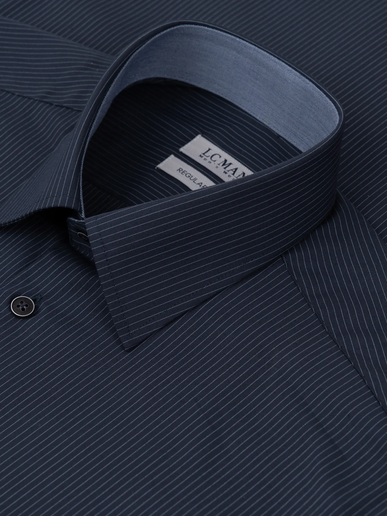 پیراهن آستین بلند راه راه سرمه ای ال سی من 81