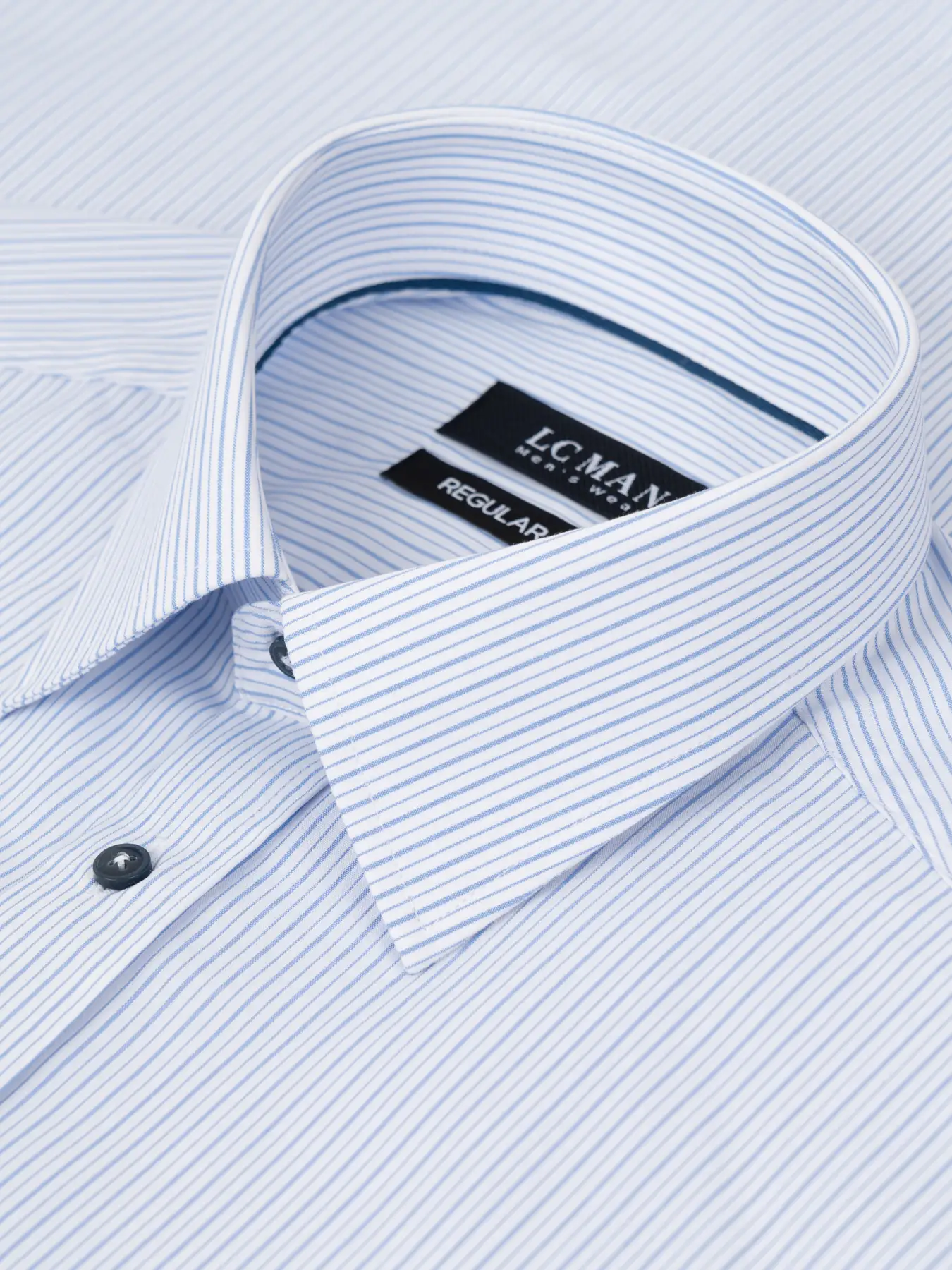 پیراهن آستین بلند آبی راه راه  ال سی من 83