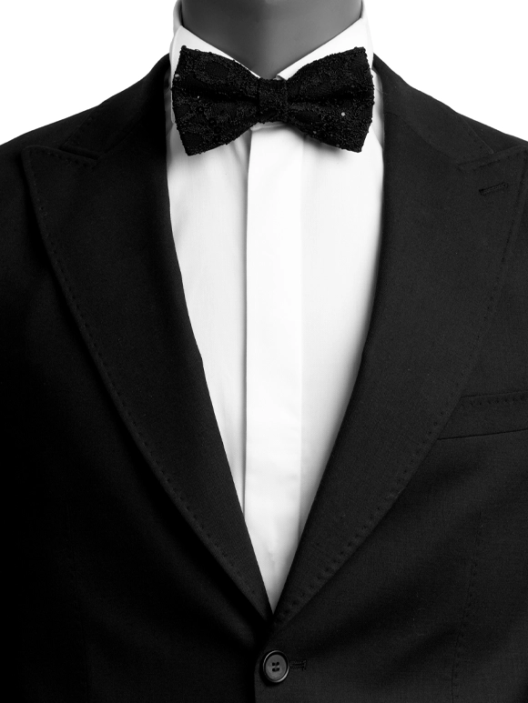 پاپیون دولایه طرح دار مشکی 35